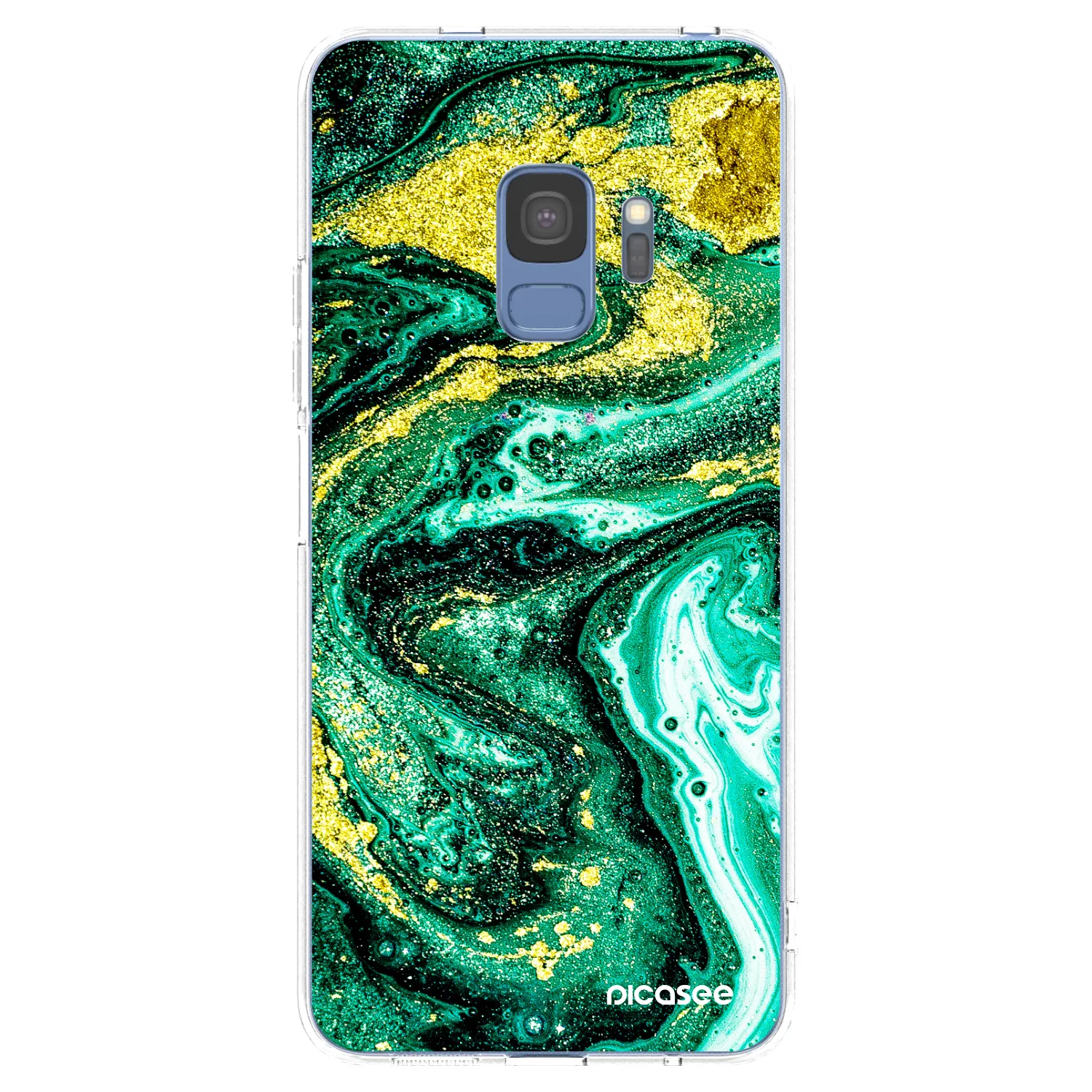 Picasee silikonowe przeźroczyste etui na Samsung Galaxy S9 G960F - Green Gold