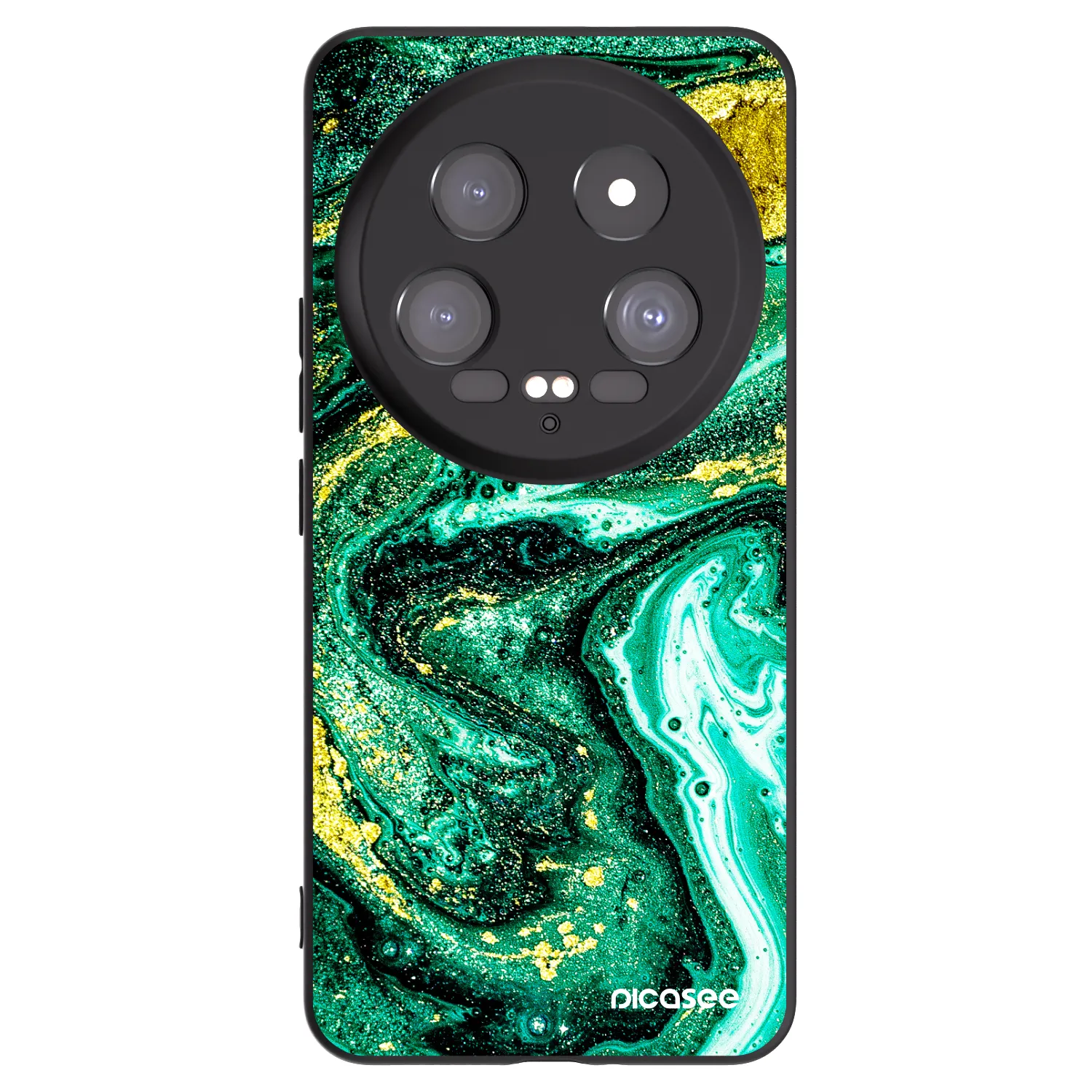 Picasee silikonowe czarne etui na Xiaomi 14 Ultra - Green Gold