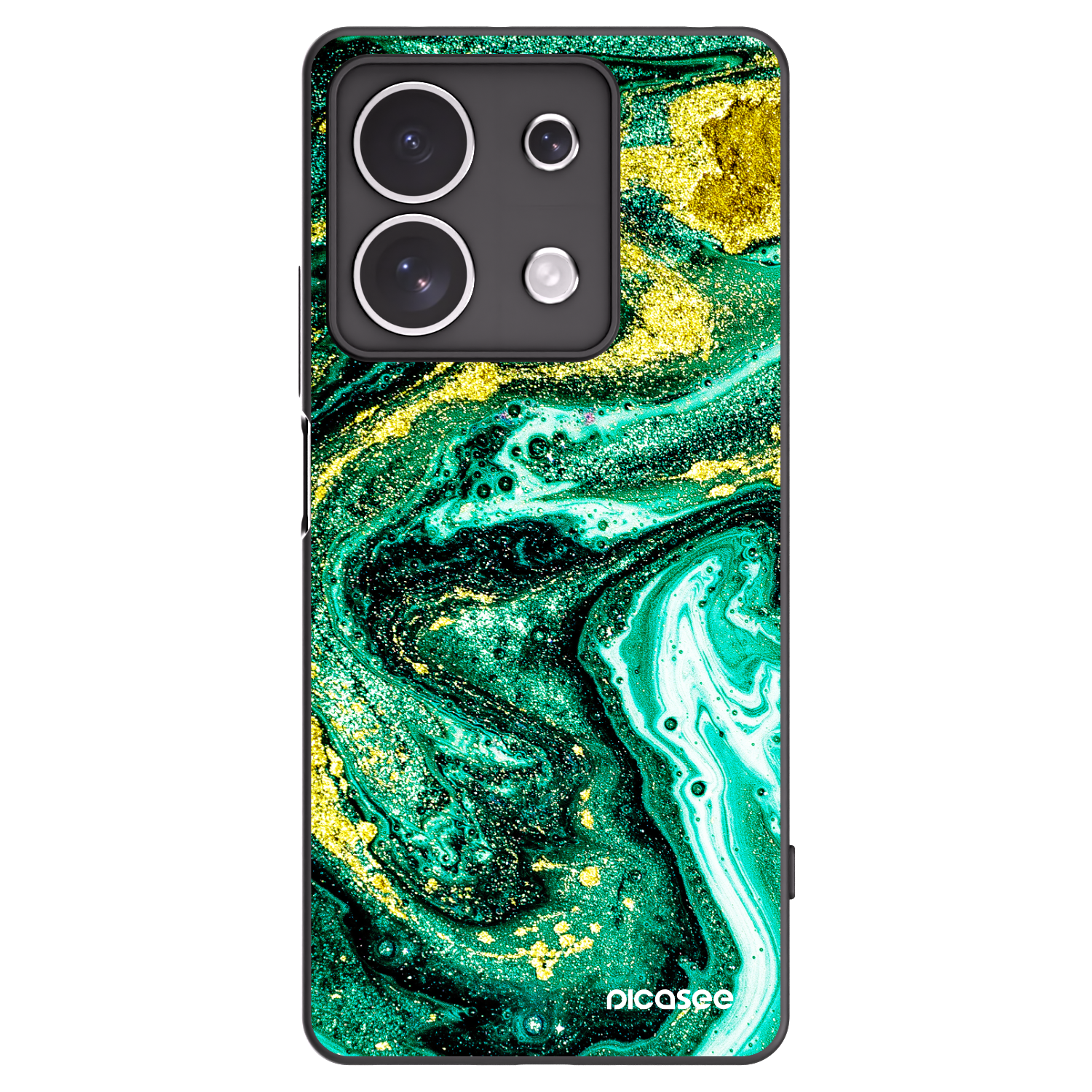 Picasee silikonowe czarne etui na Xiaomi Redmi Note 13 4G - Green Gold