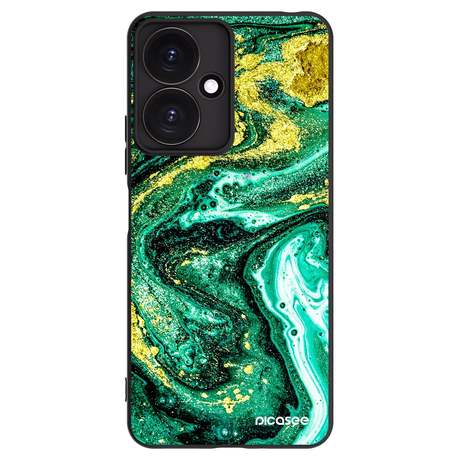 Picasee silikonowe czarne etui na Xiaomi Redmi 13C 5G - Green Gold