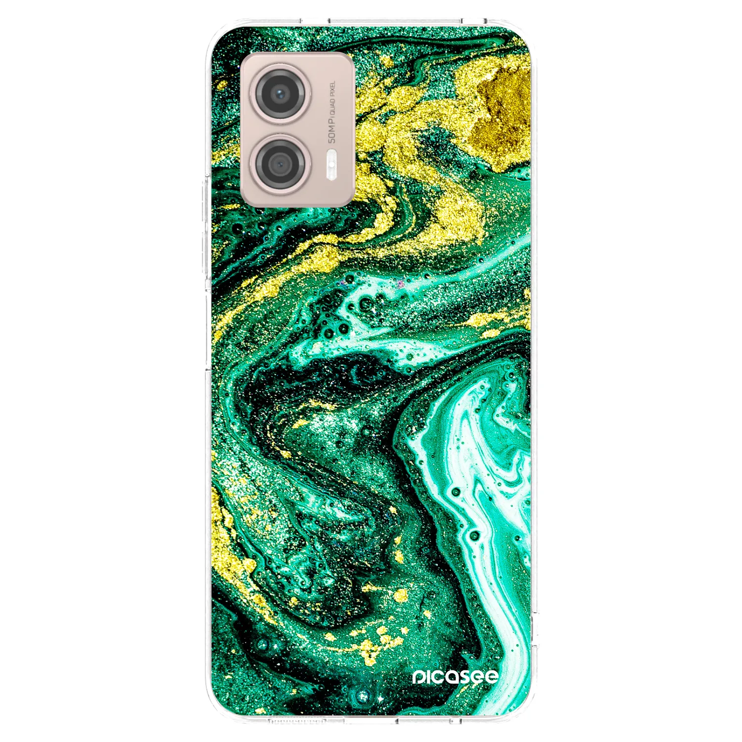 Picasee silikonowe przeźroczyste etui na Motorola Moto G53 5G - Green Gold