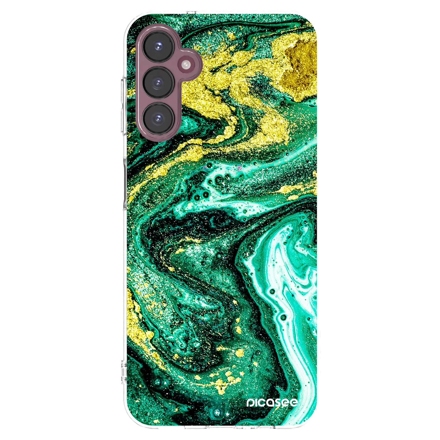 Picasee silikonowe przeźroczyste etui na Samsung Galaxy A05s A057G - Green Gold