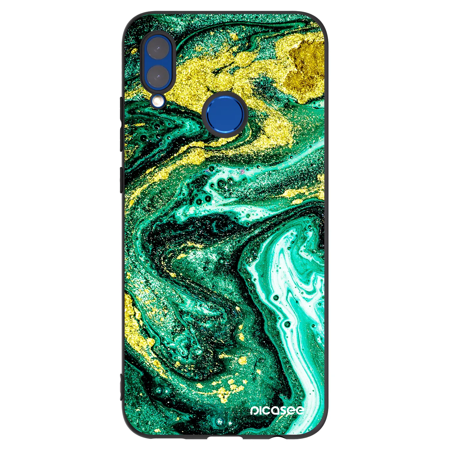 Picasee silikonowe czarne etui na Honor 10 Lite - Green Gold