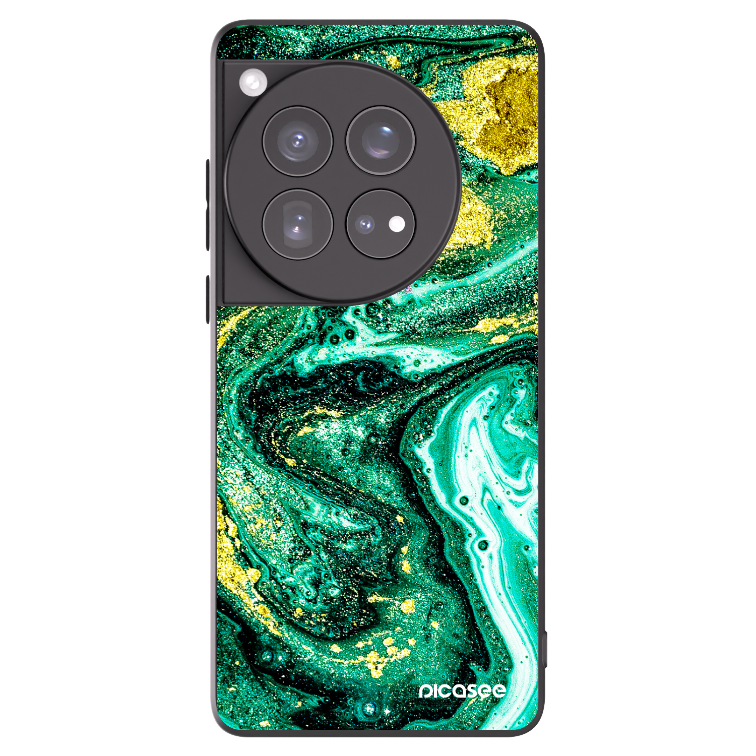 Picasee silikonowe czarne etui na OnePlus 12 5G - Green Gold