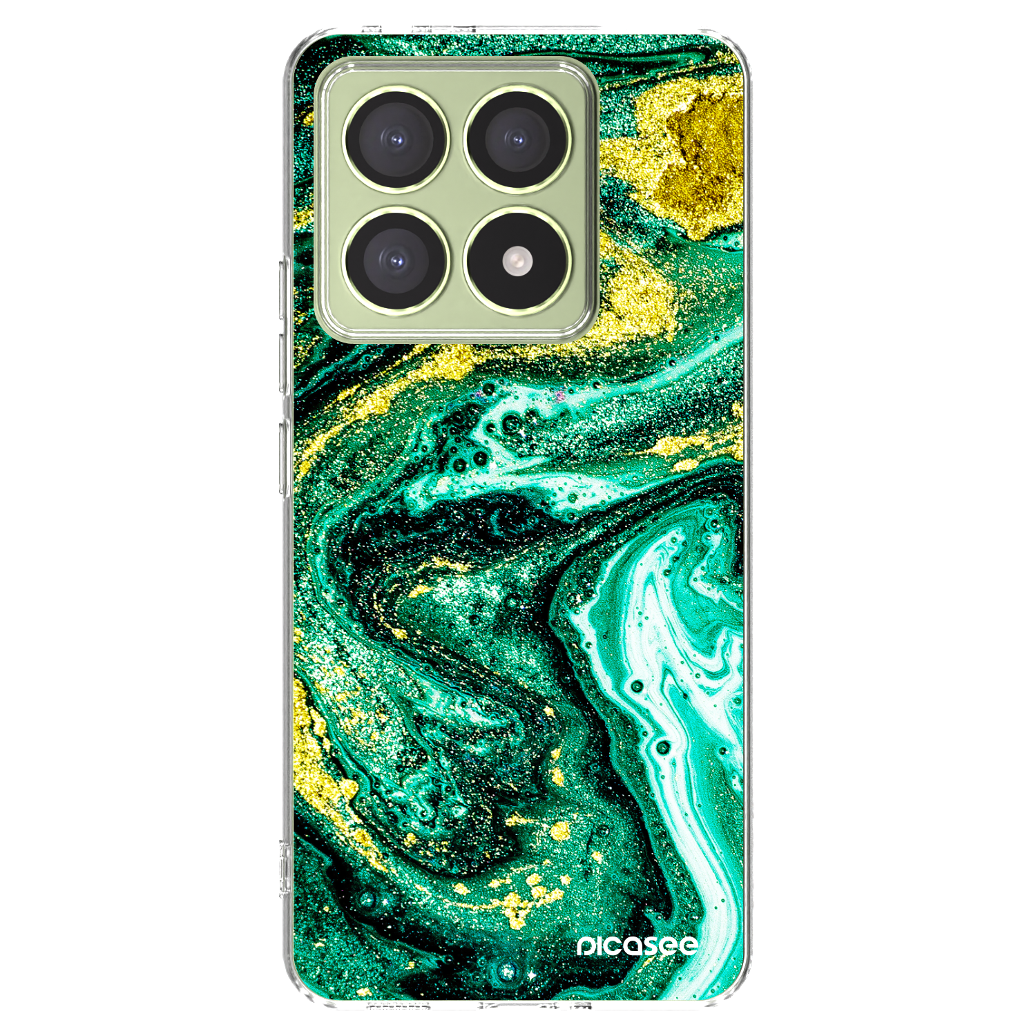 Picasee silikonowe przeźroczyste etui na Xiaomi 14T - Green Gold
