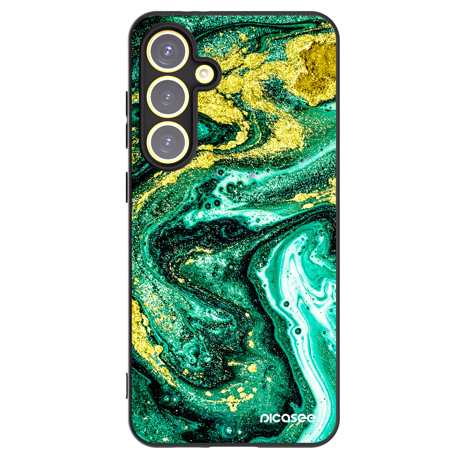 Picasee silikonowe czarne etui na Samsung Galaxy S24 FE S721B - Green Gold