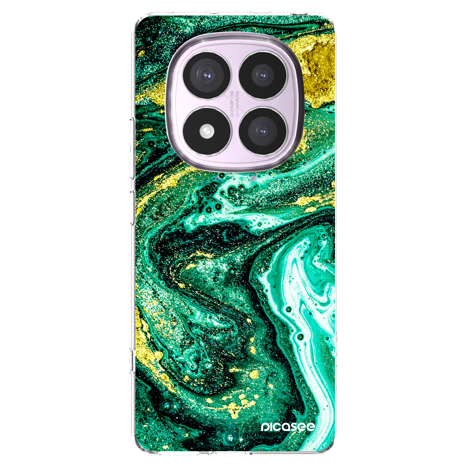 Picasee silikonowe przeźroczyste etui na Xiaomi Redmi Note 14 Pro 5G - Green Gold