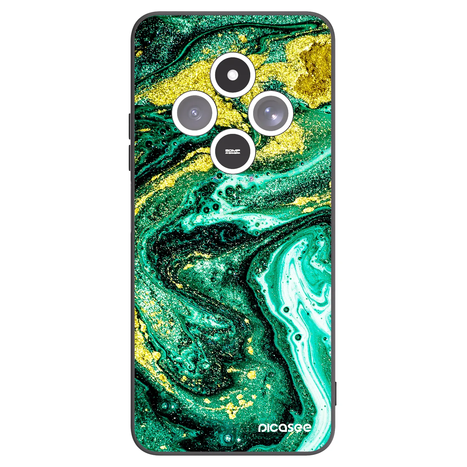 Picasee silikonowe czarne etui na Xiaomi Redmi 14C - Green Gold