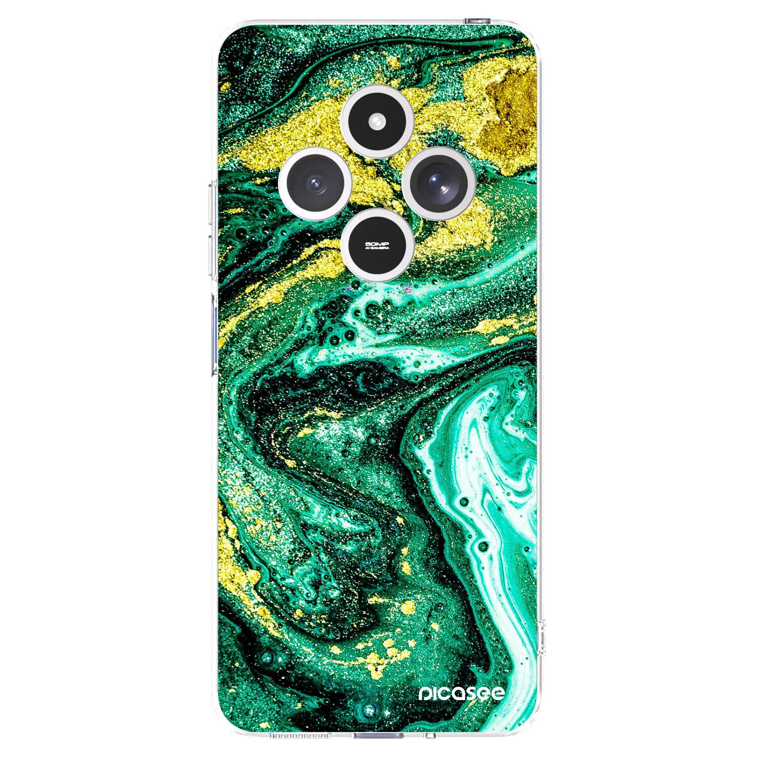 Picasee silikonowe przeźroczyste etui na Xiaomi Redmi 14C - Green Gold