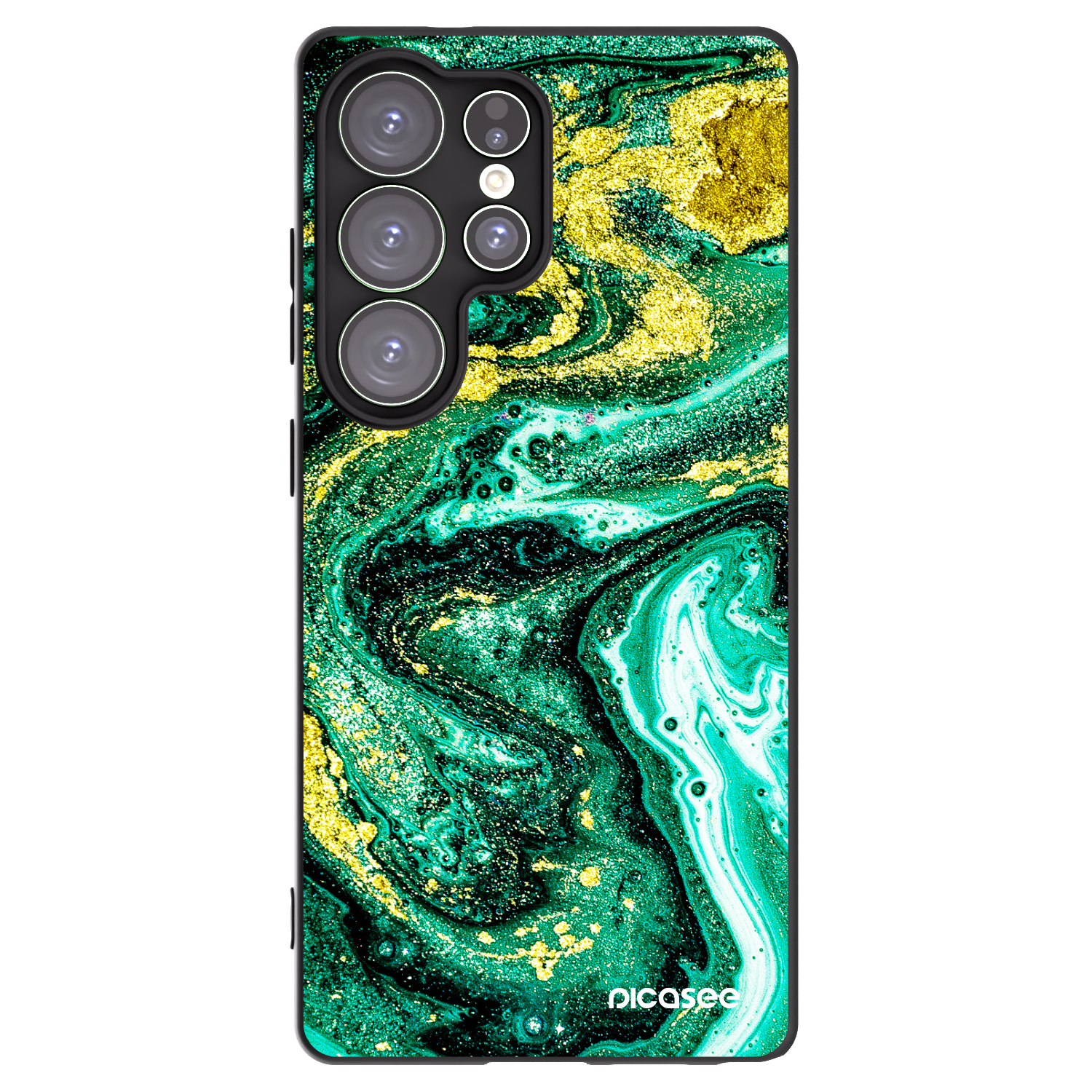 Picasee silikonowe czarne etui na Samsung Galaxy S25 Ultra 5G - Green Gold