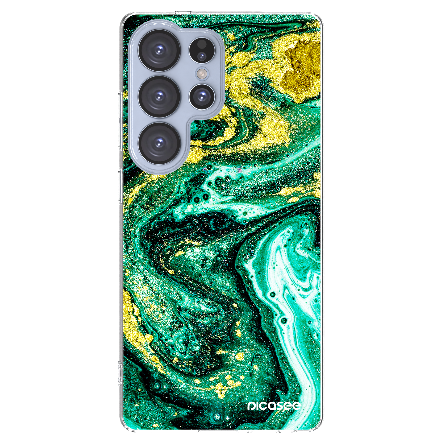 Picasee silikonowe przeźroczyste etui na Samsung Galaxy S25 Ultra 5G - Green Gold