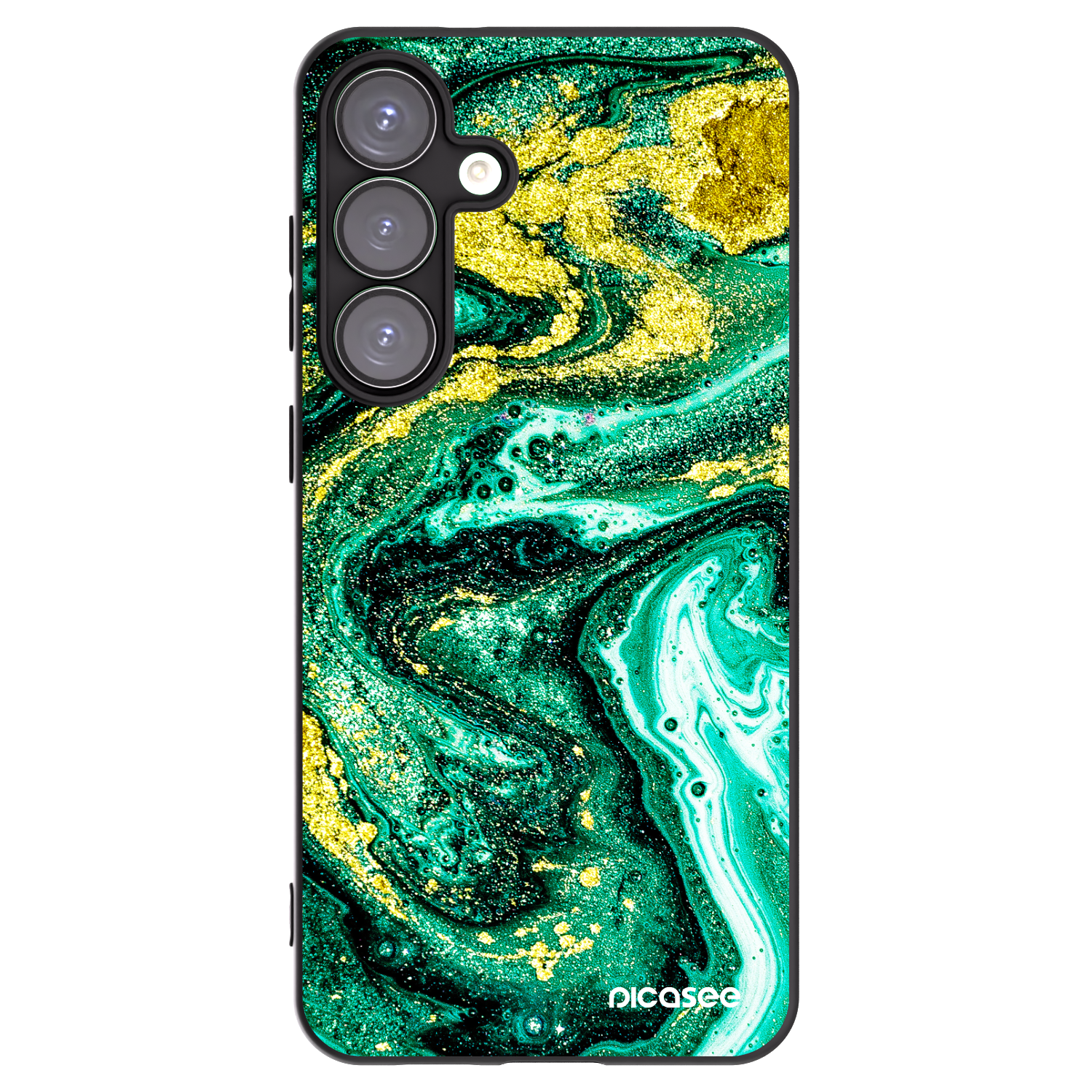 Picasee silikonowe czarne etui na Samsung Galaxy S25+ 5G - Green Gold