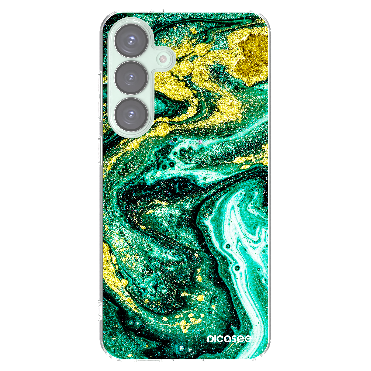 Picasee silikonowe przeźroczyste etui na Samsung Galaxy S25+ 5G - Green Gold