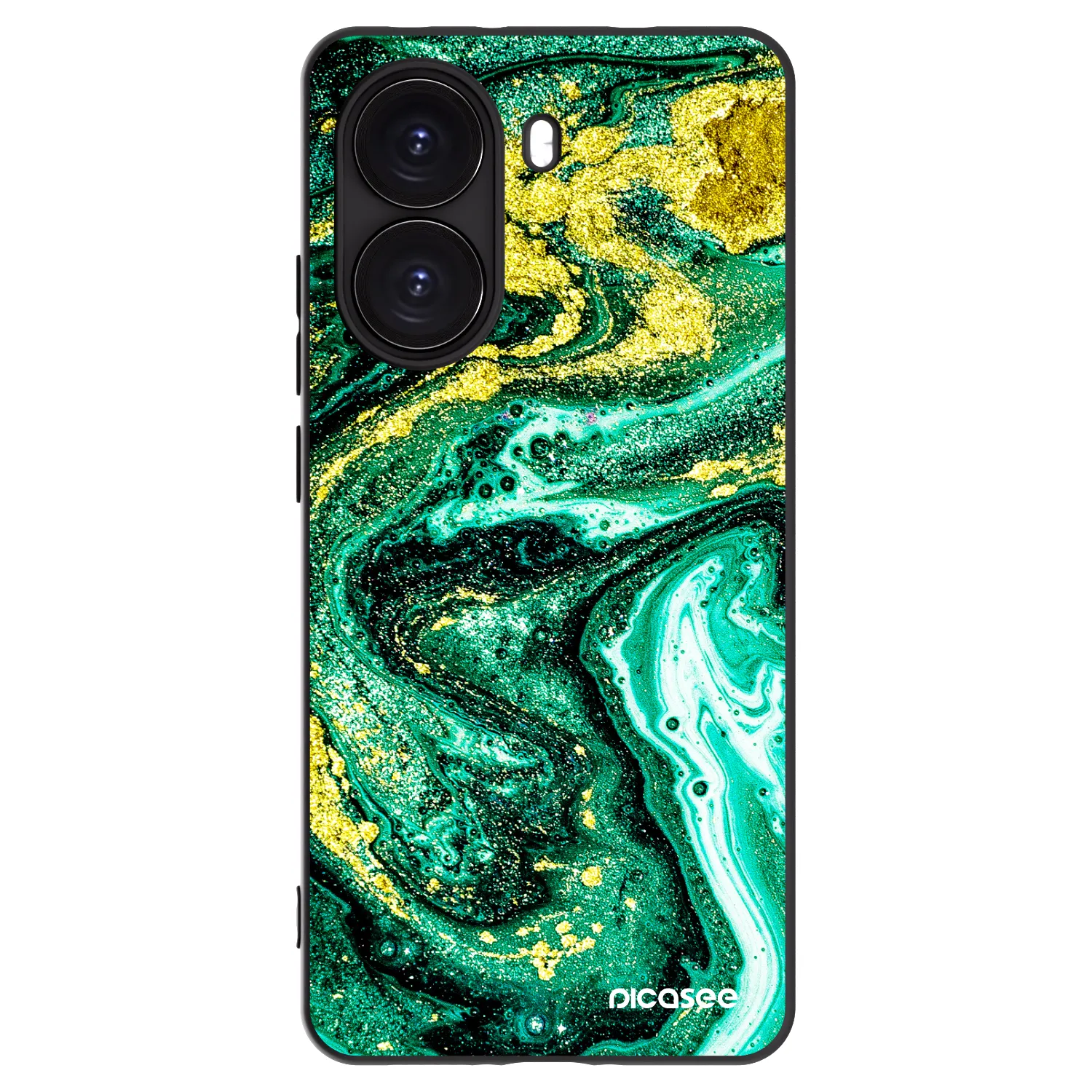 Picasee silikonowe czarne etui na Xiaomi Poco X7 Pro 5G - Green Gold