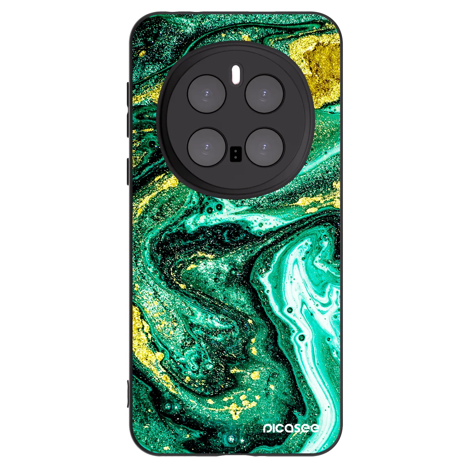Picasee silikonowe czarne etui na Honor Magic7 Pro 5G - Green Gold