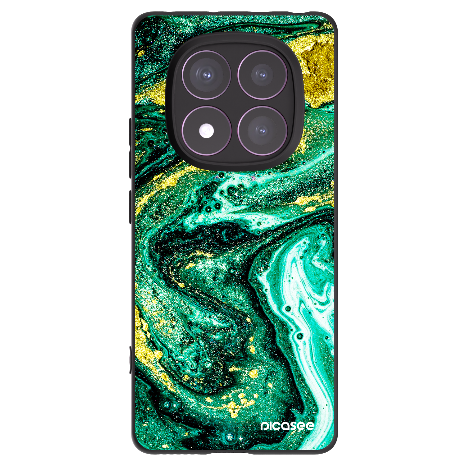 Picasee silikonowe czarne etui na Xiaomi Redmi Note 14 Pro 4G - Green Gold