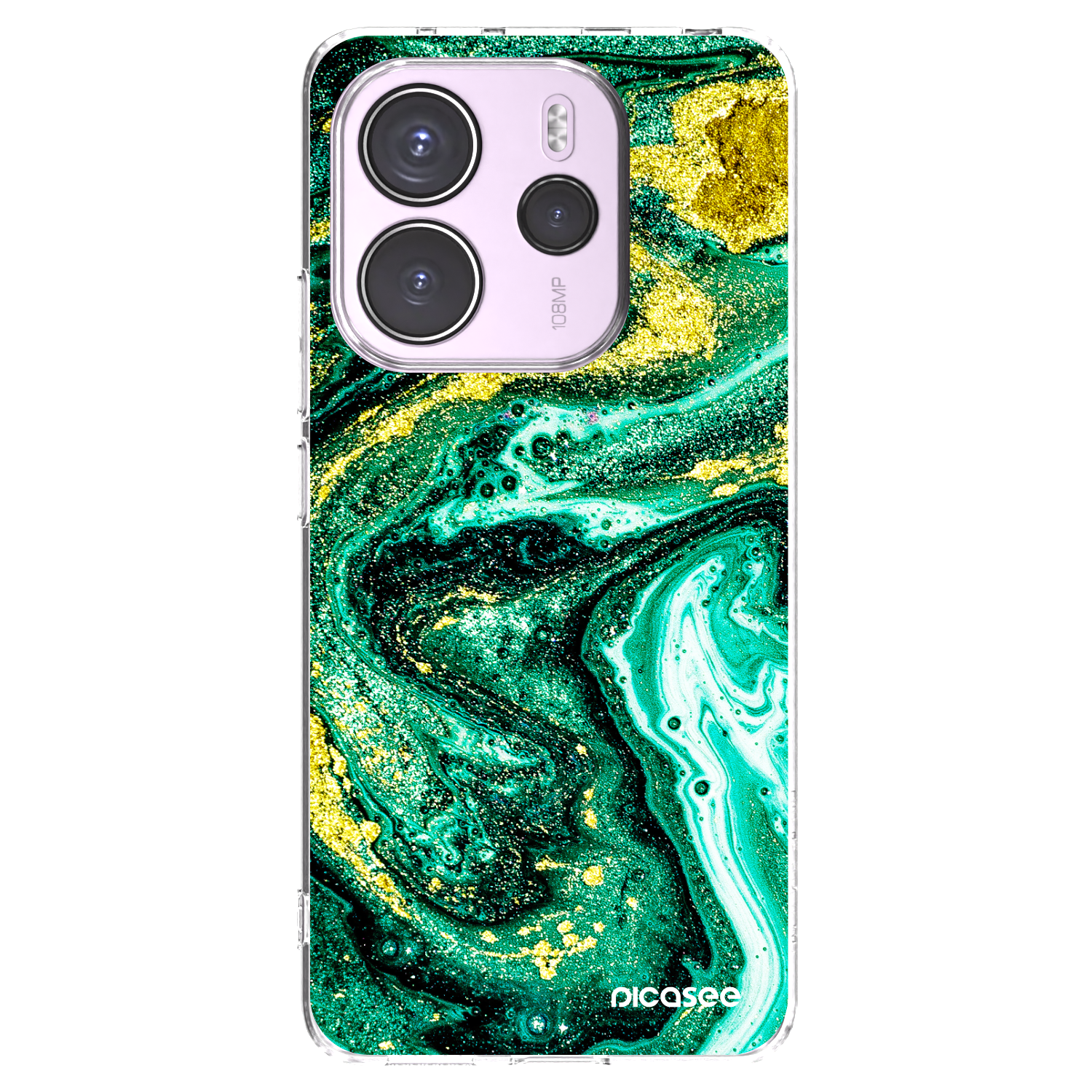 Picasee silikonowe przeźroczyste etui na Xiaomi Redmi Note 14 4G - Green Gold