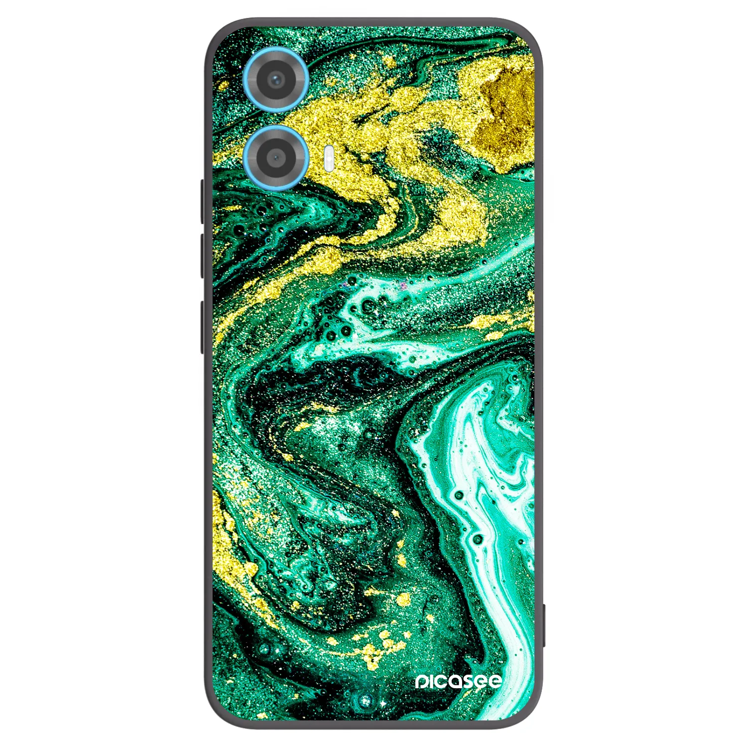 Picasee silikonowe czarne etui na Motorola Moto G34 5G - Green Gold