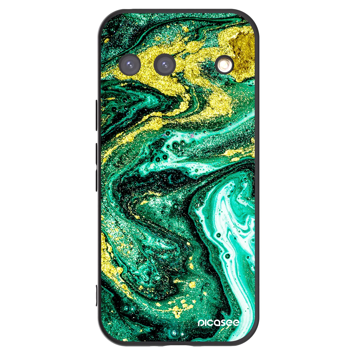 Picasee silikonowe czarne etui na Google Pixel 9 - Green Gold