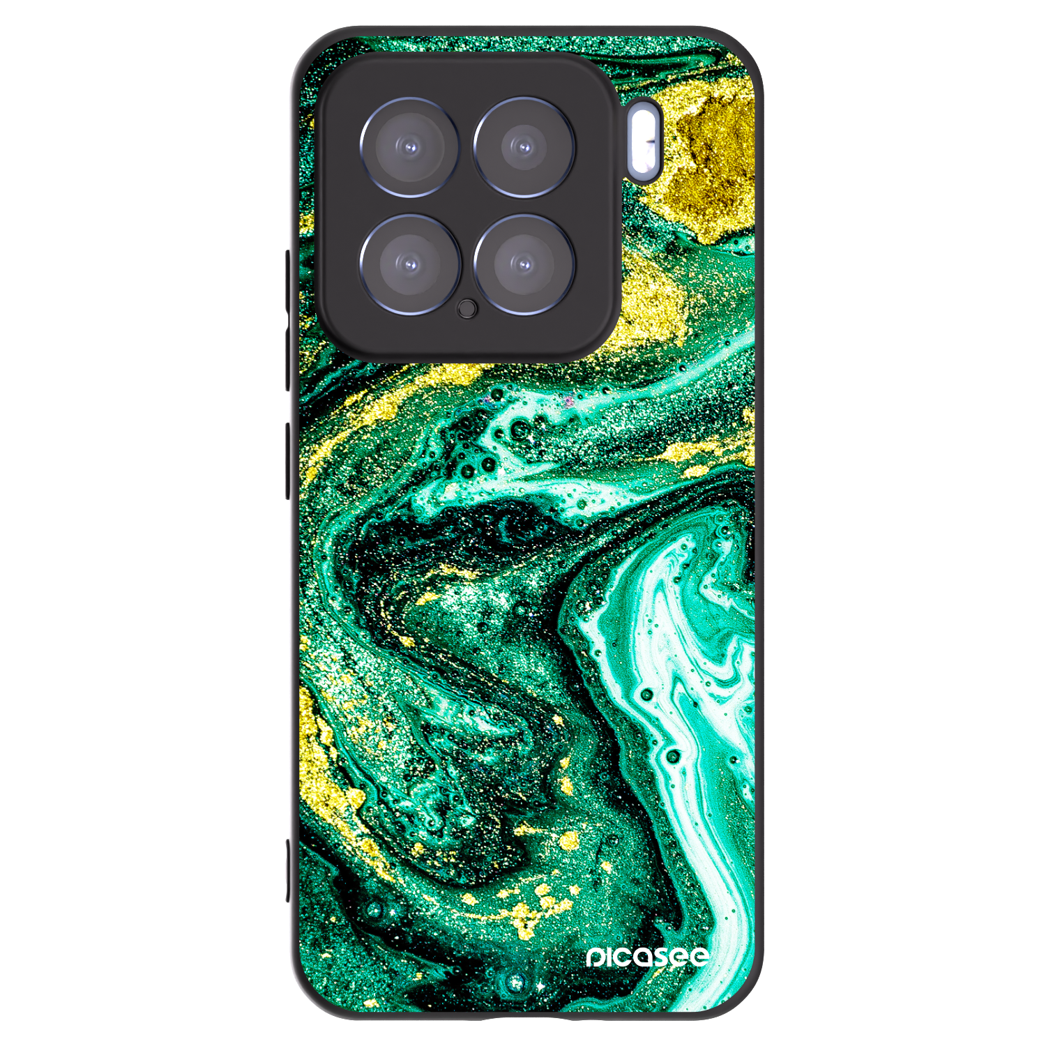Picasee silikonowe czarne etui na Xiaomi 15 - Green Gold