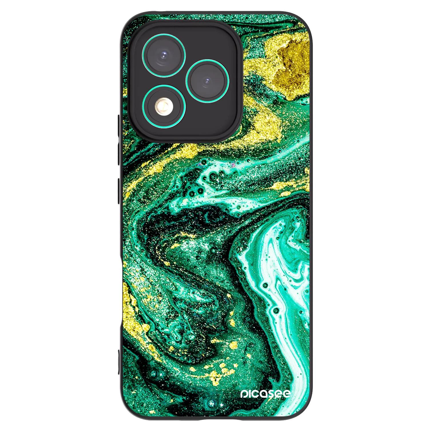 Picasee silikonowe czarne etui na Honor 400 Lite 5G - Green Gold