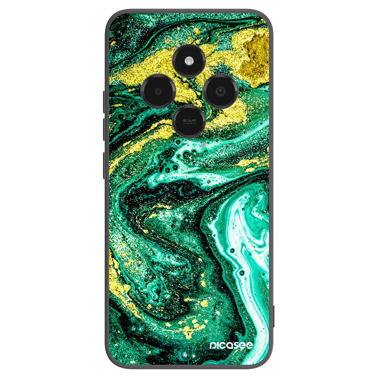 Picasee silikonowe czarne etui na Xiaomi Poco C75 - Green Gold
