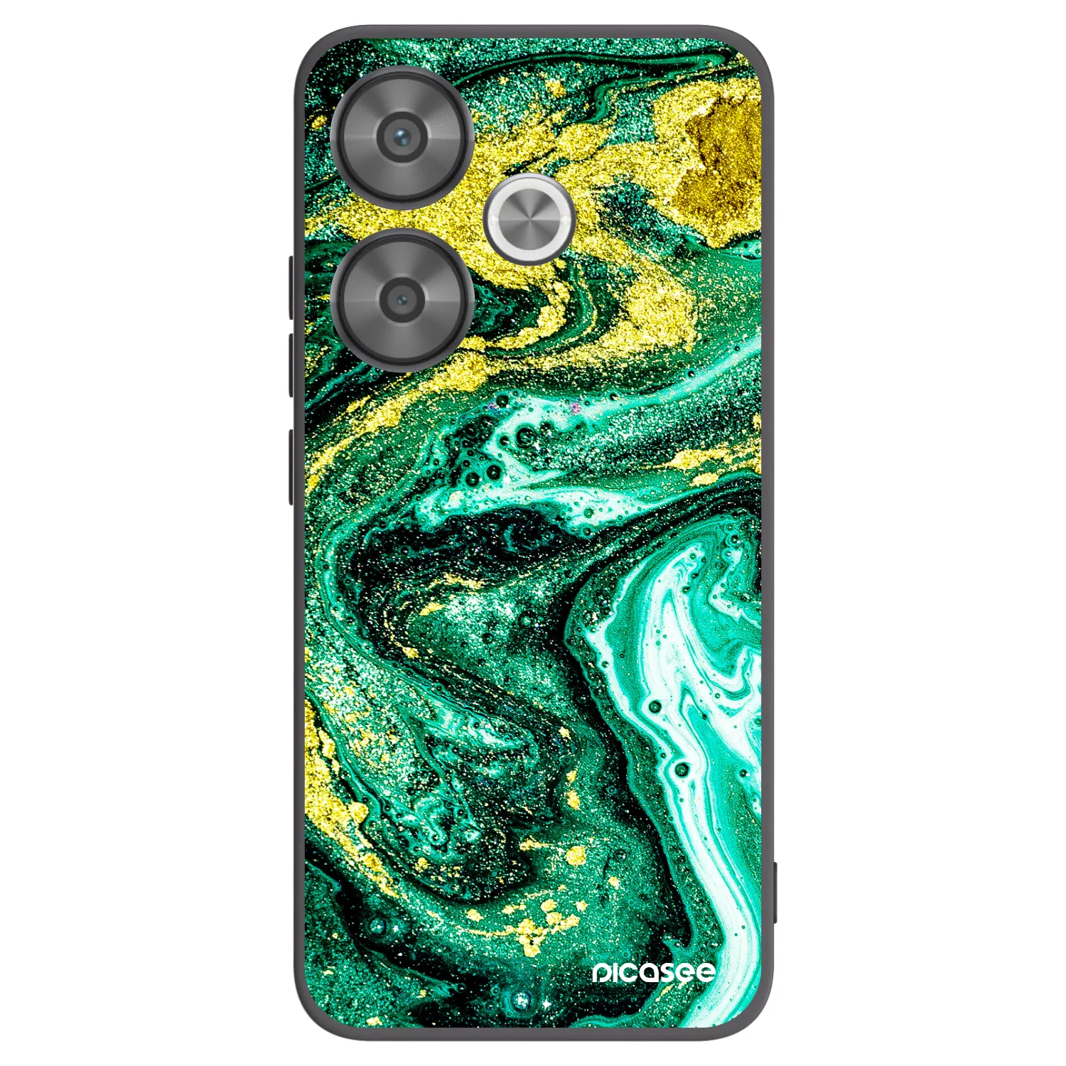 Picasee silikonowe czarne etui na Xiaomi Poco F6 - Green Gold