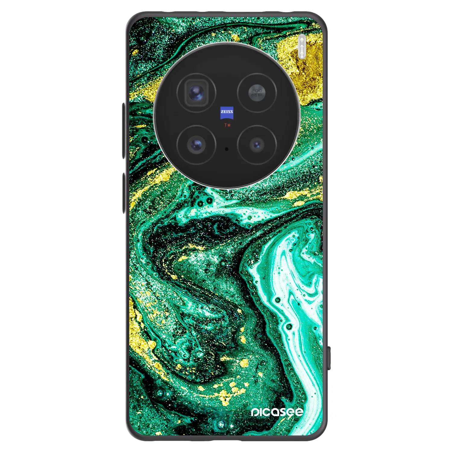 Picasee silikonowe czarne etui na Vivo X200 Pro - Green Gold