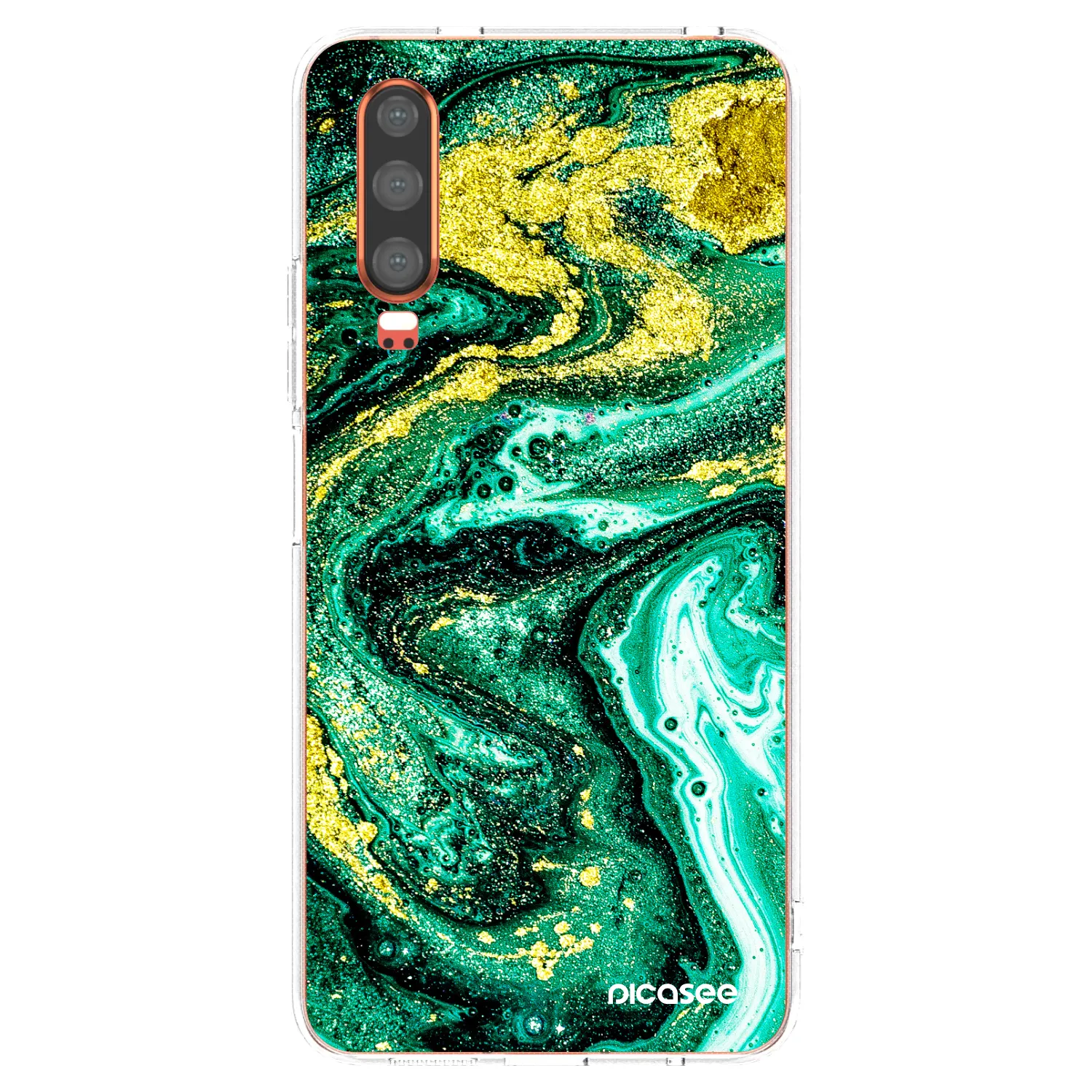 Picasee silikonowe przeźroczyste etui na Huawei P30 - Green Gold
