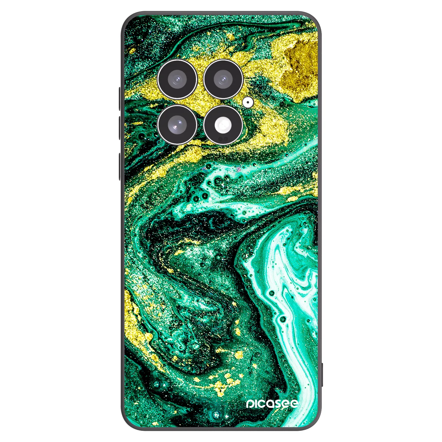 Picasee silikonowe czarne etui na OnePlus 13 5G - Green Gold