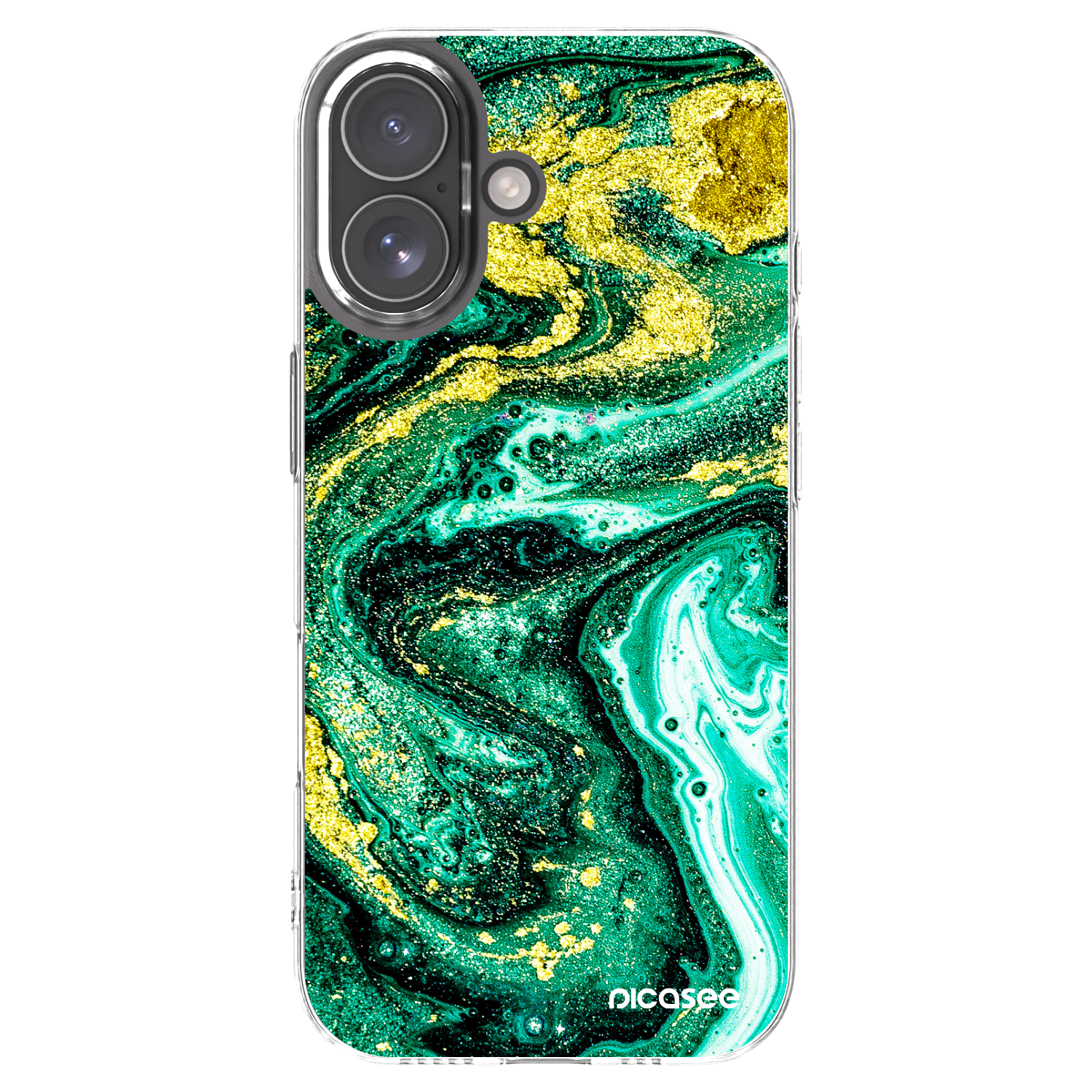 Picasee silikonowe przeźroczyste etui na Apple iPhone 17 - Green Gold