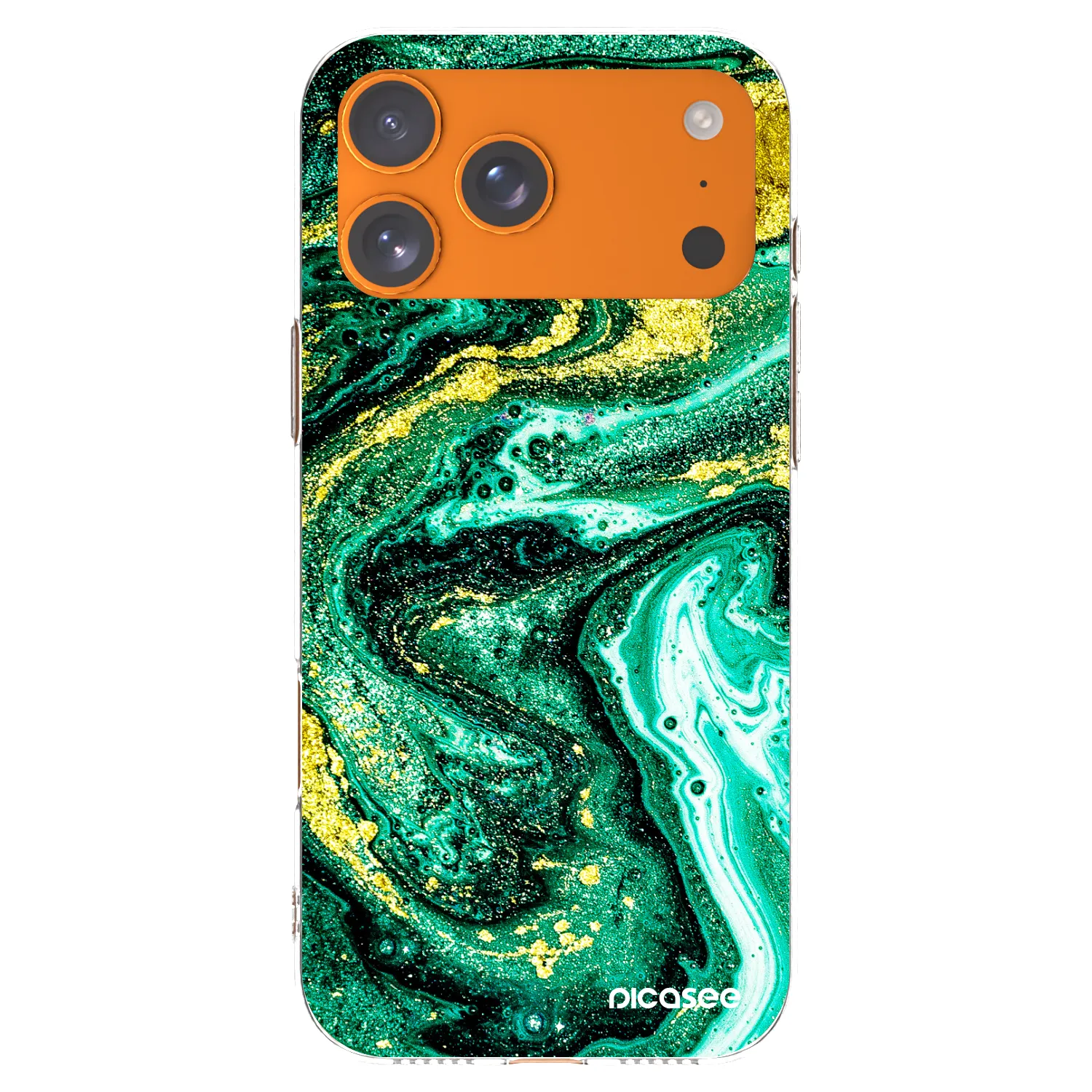 Picasee silikonowe przeźroczyste etui na Apple iPhone 17 Pro Max - Green Gold