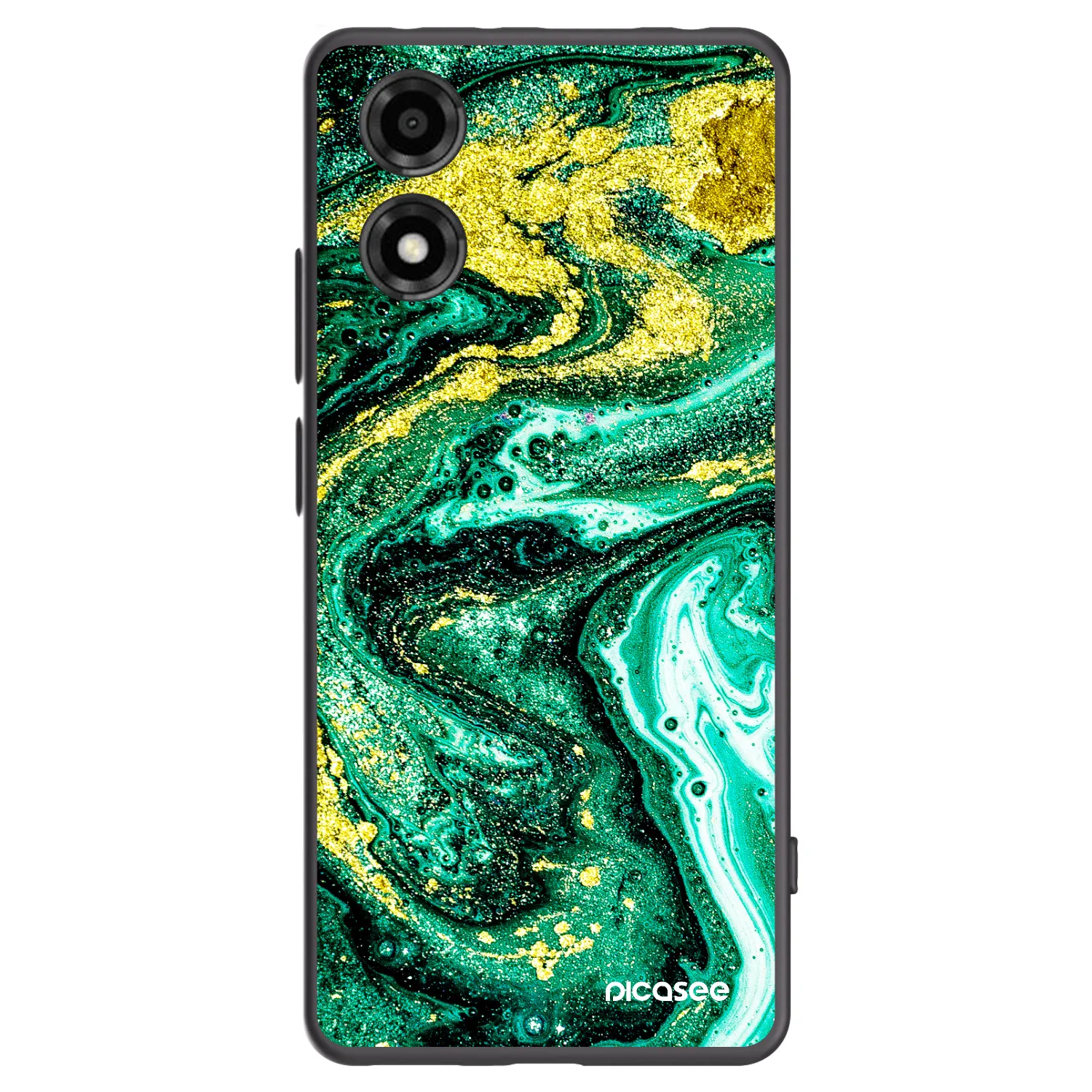 Picasee silikonowe czarne etui na Motorola Moto E14 - Green Gold