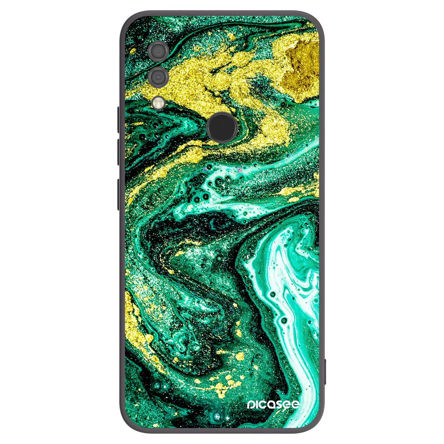 Picasee silikonowe czarne etui na Xiaomi Redmi 7 - Green Gold