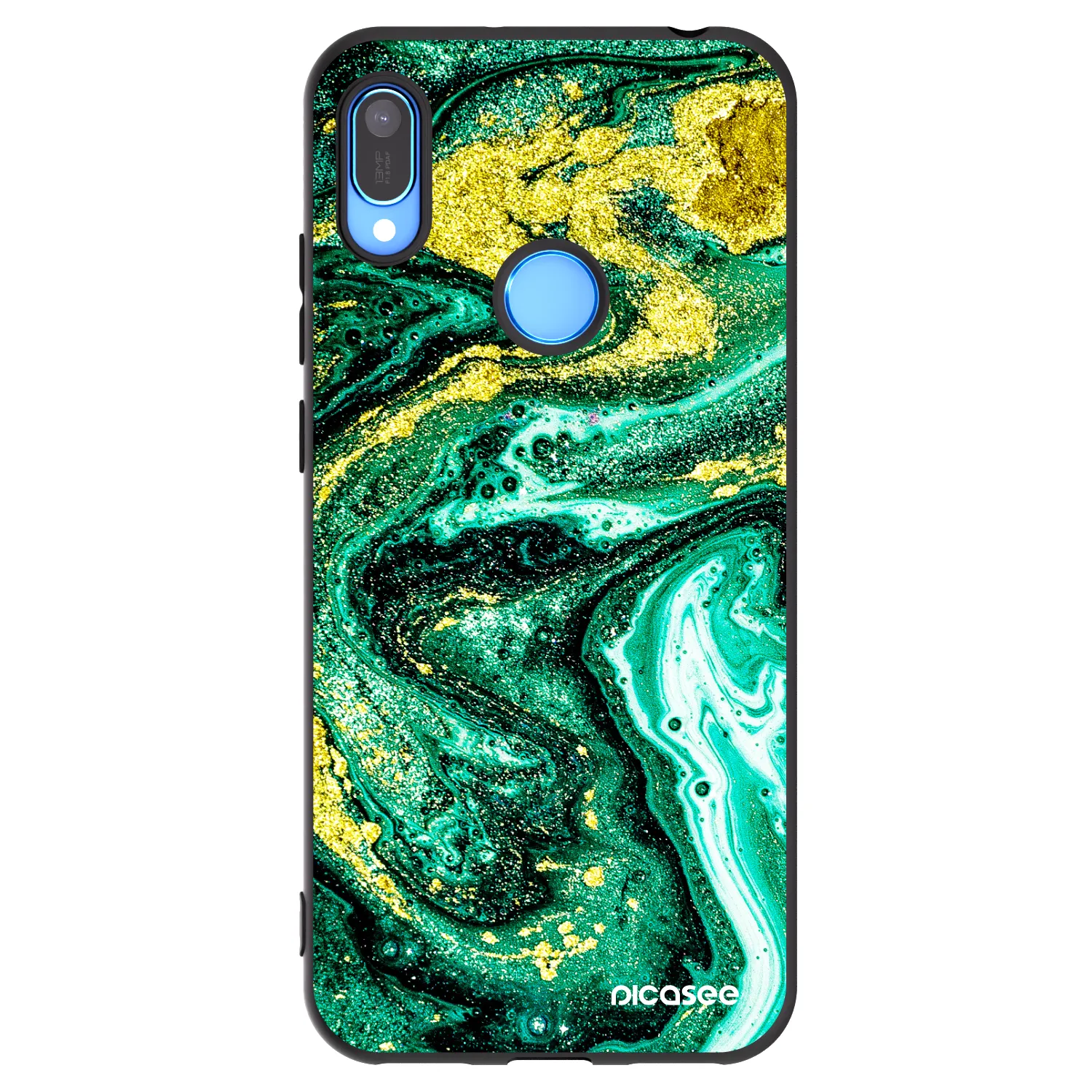 Picasee silikonowe czarne etui na Huawei Y6 2019 - Green Gold