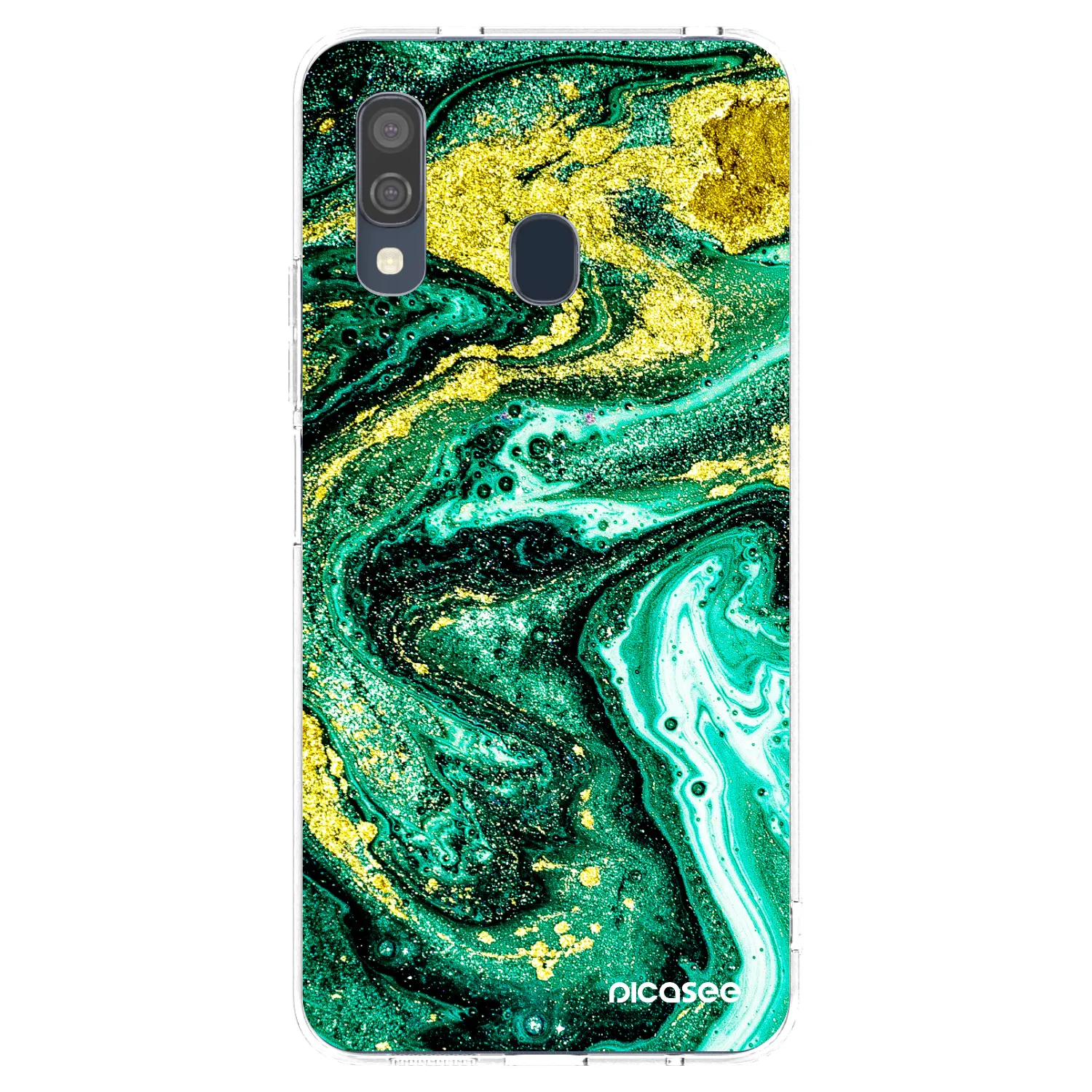 Picasee silikonowe przeźroczyste etui na Samsung Galaxy A40 A405F - Green Gold