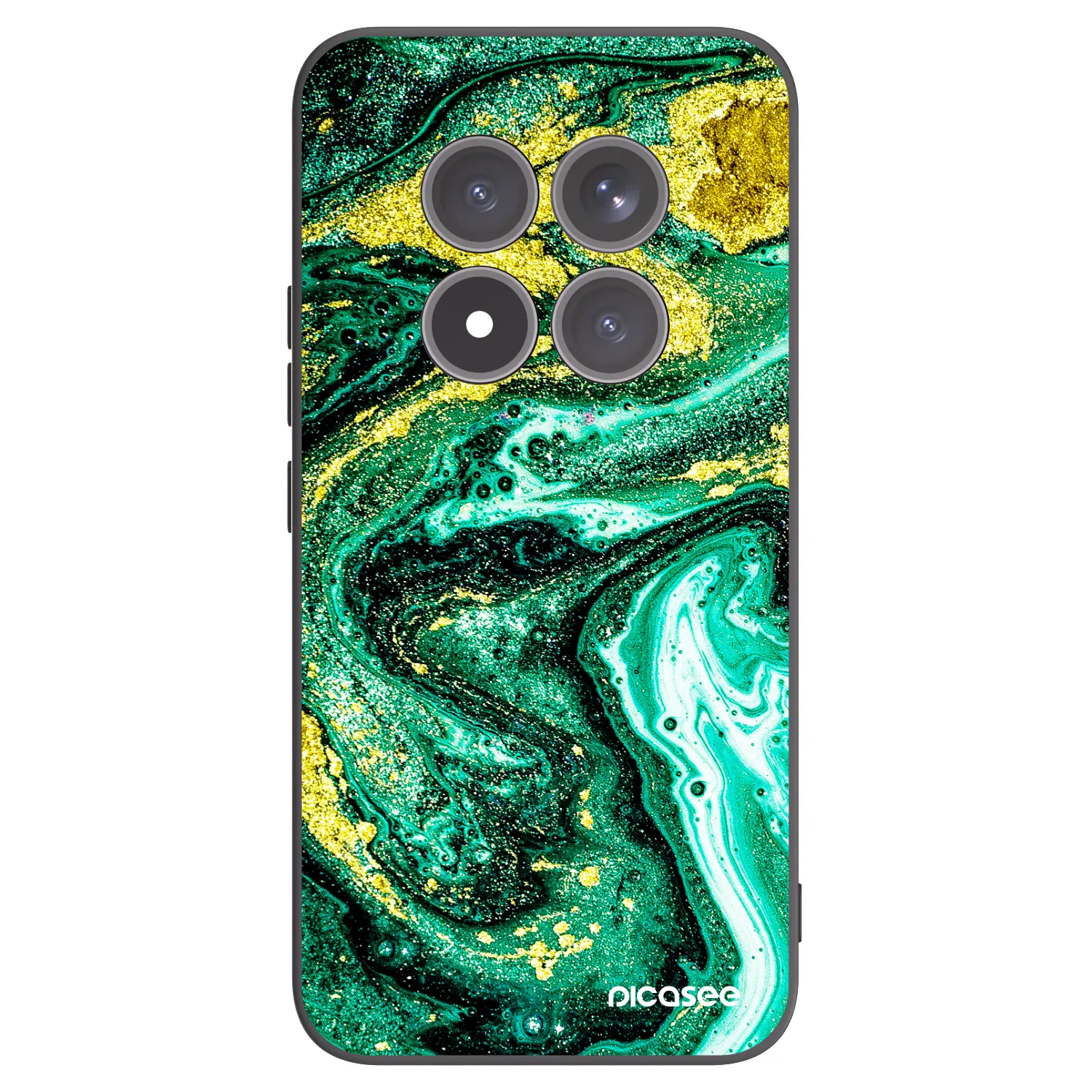 Picasee silikonowe czarne etui na Xiaomi Redmi Note 15 Pro+ - Green Gold