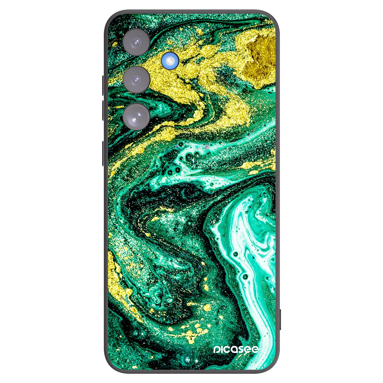 Picasee silikonowe czarne etui na Samsung Galaxy S25 FE 5G - Green Gold