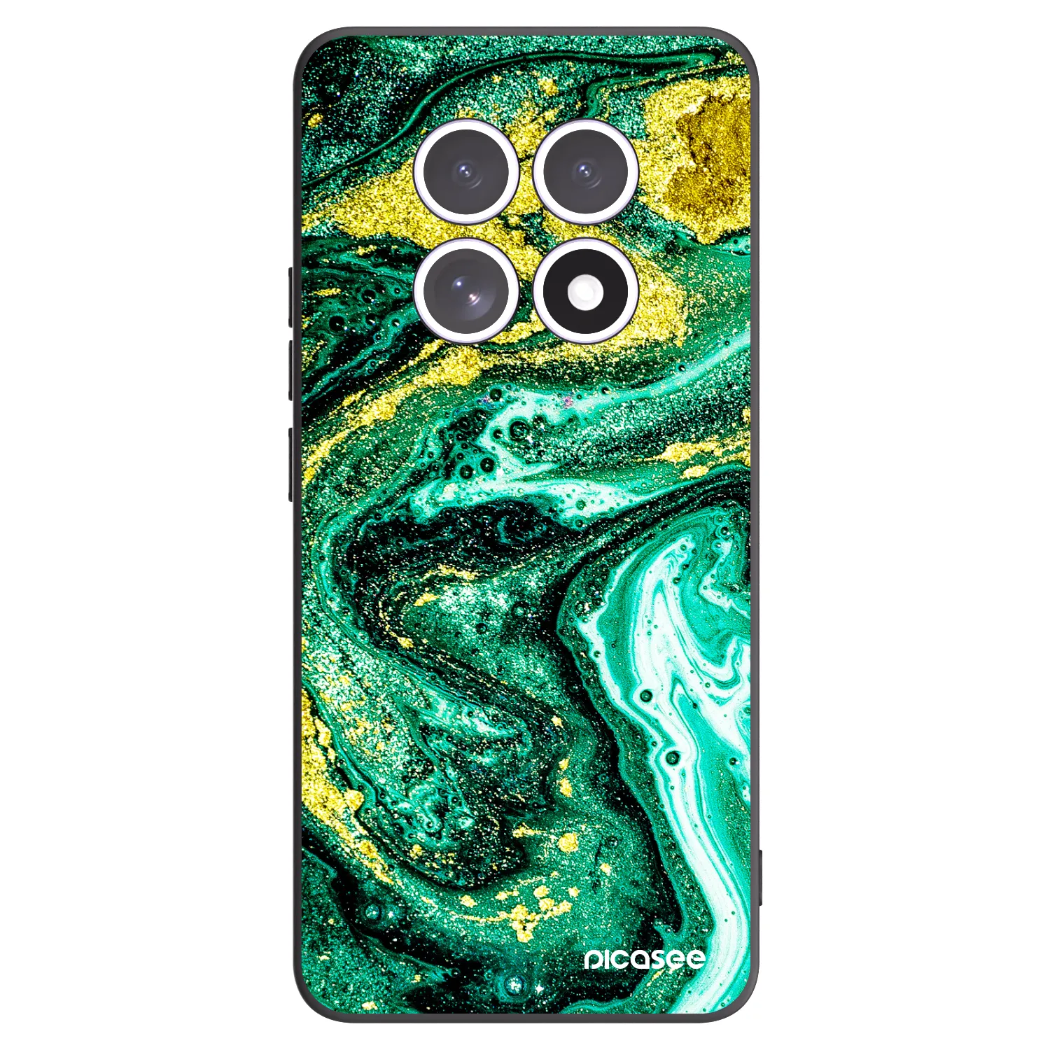 Picasee silikonowe czarne etui na Xiaomi Redmi Note 15 4G - Green Gold