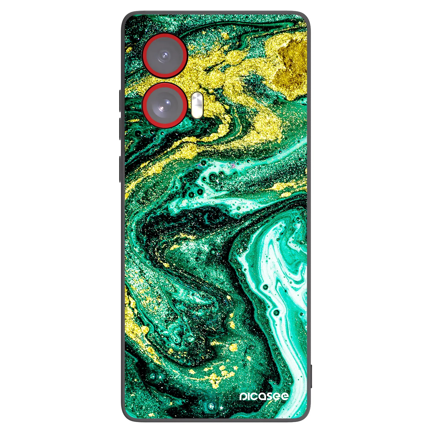 Picasee silikonowe czarne etui na Motorola Edge 50 Fusion - Green Gold
