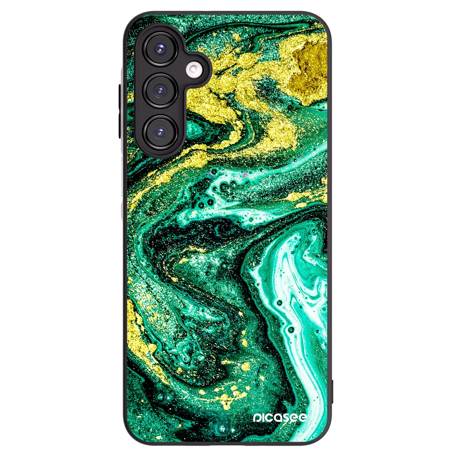 Picasee silikonowe czarne etui na Samsung Galaxy A16 4G - Green Gold