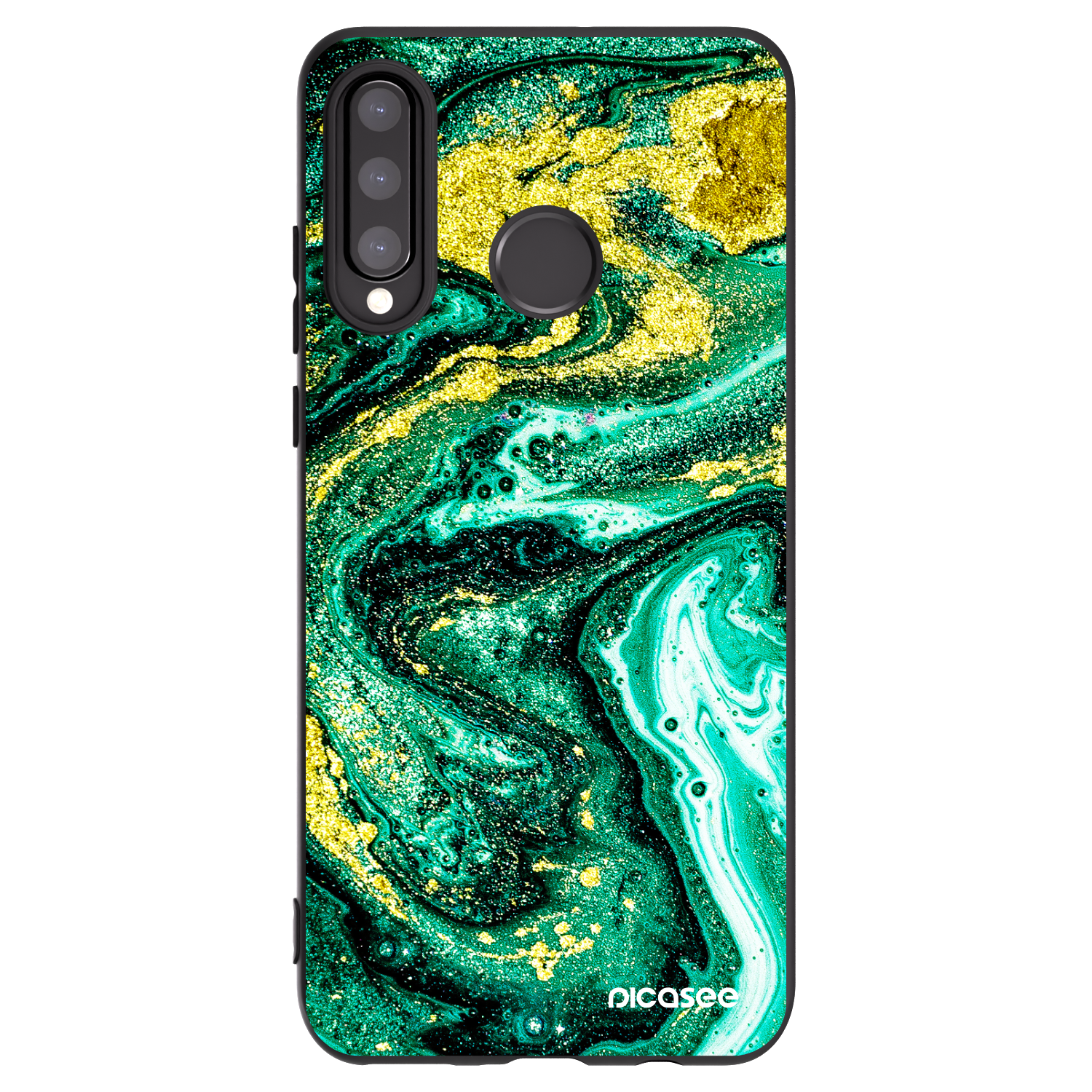 Picasee silikonowe czarne etui na Huawei P30 Lite - Green Gold