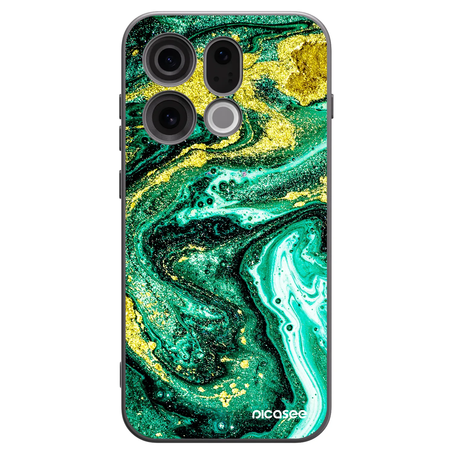 Picasee silikonowe czarne etui na OPPO Find X9 - Green Gold