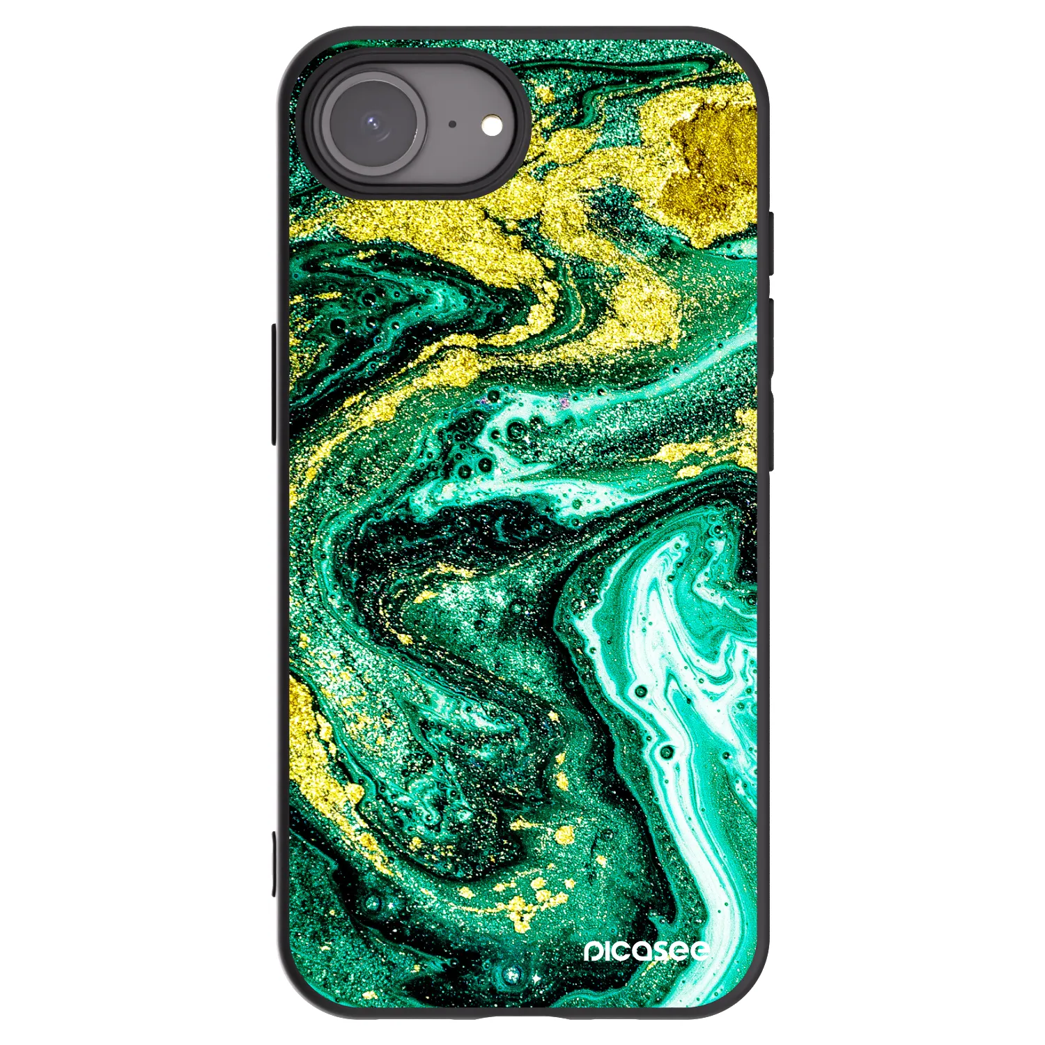Picasee silikonowe czarne etui na Apple iPhone 17e - Green Gold
