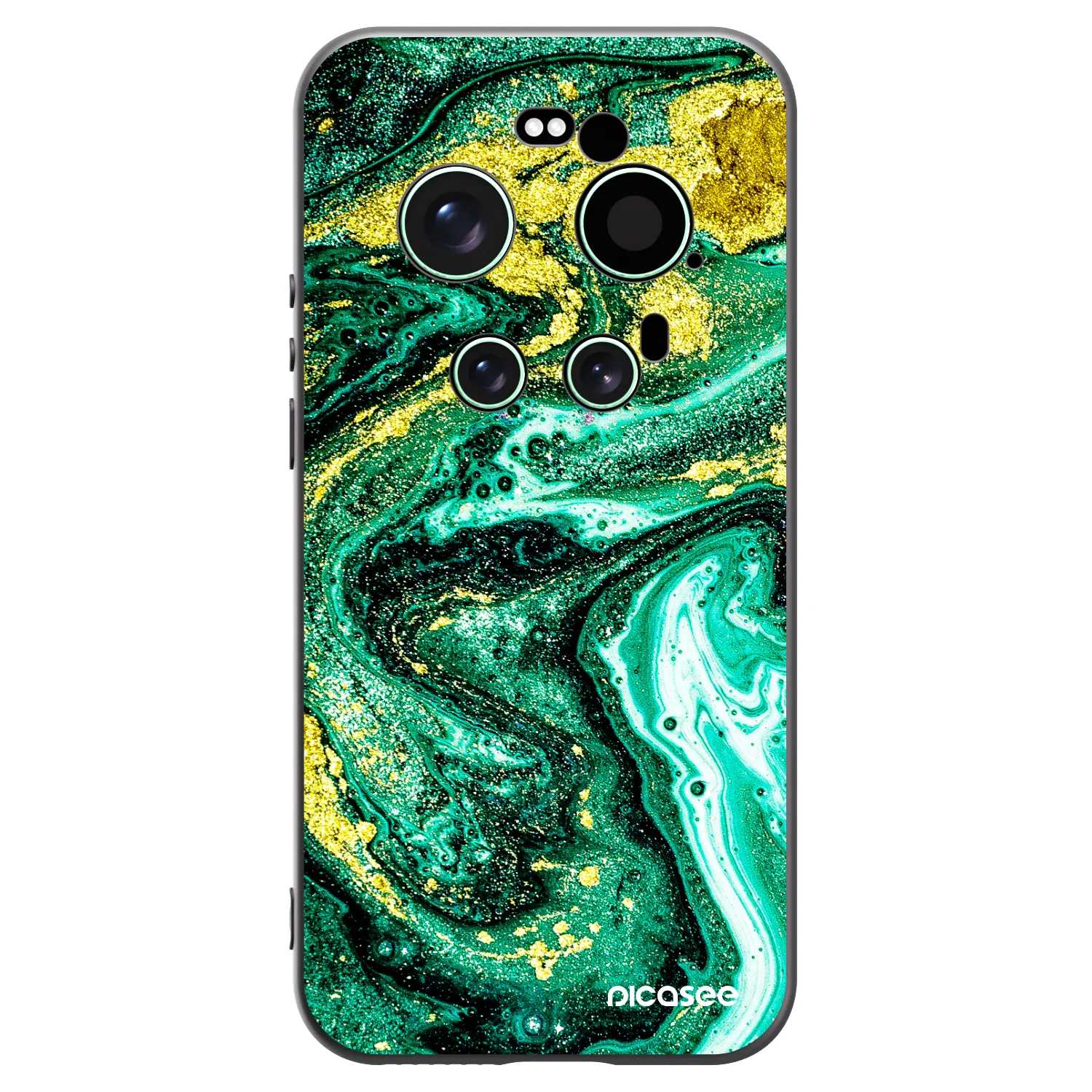 Picasee silikonowe czarne etui na Xiaomi 17 Ultra - Green Gold