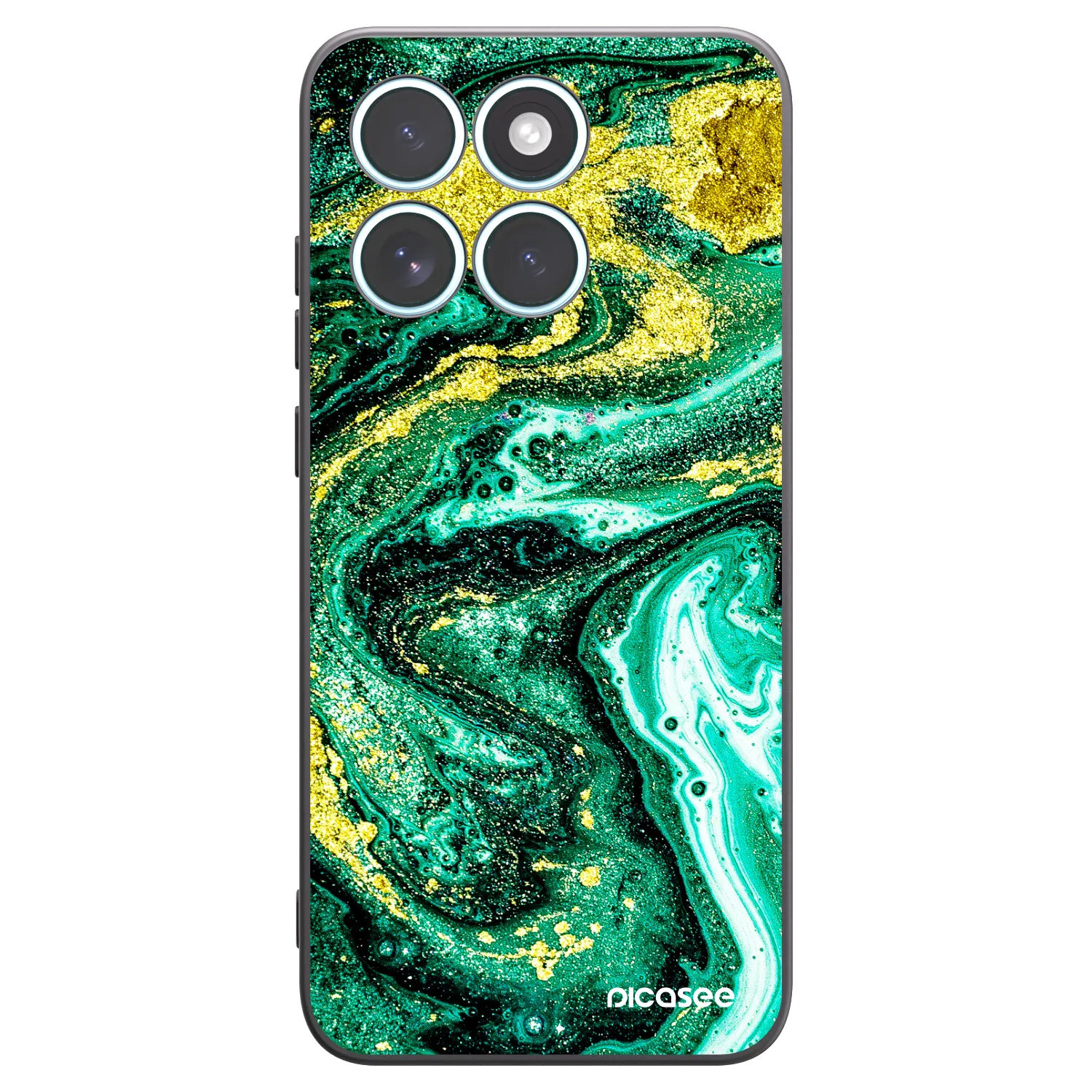 Picasee silikonowe czarne etui na Motorola Edge 70 Fusion - Green Gold