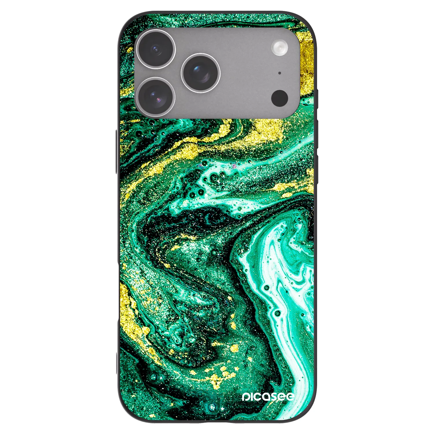 Picasee silikonowe czarne etui na Apple iPhone 18 Pro Max - Green Gold
