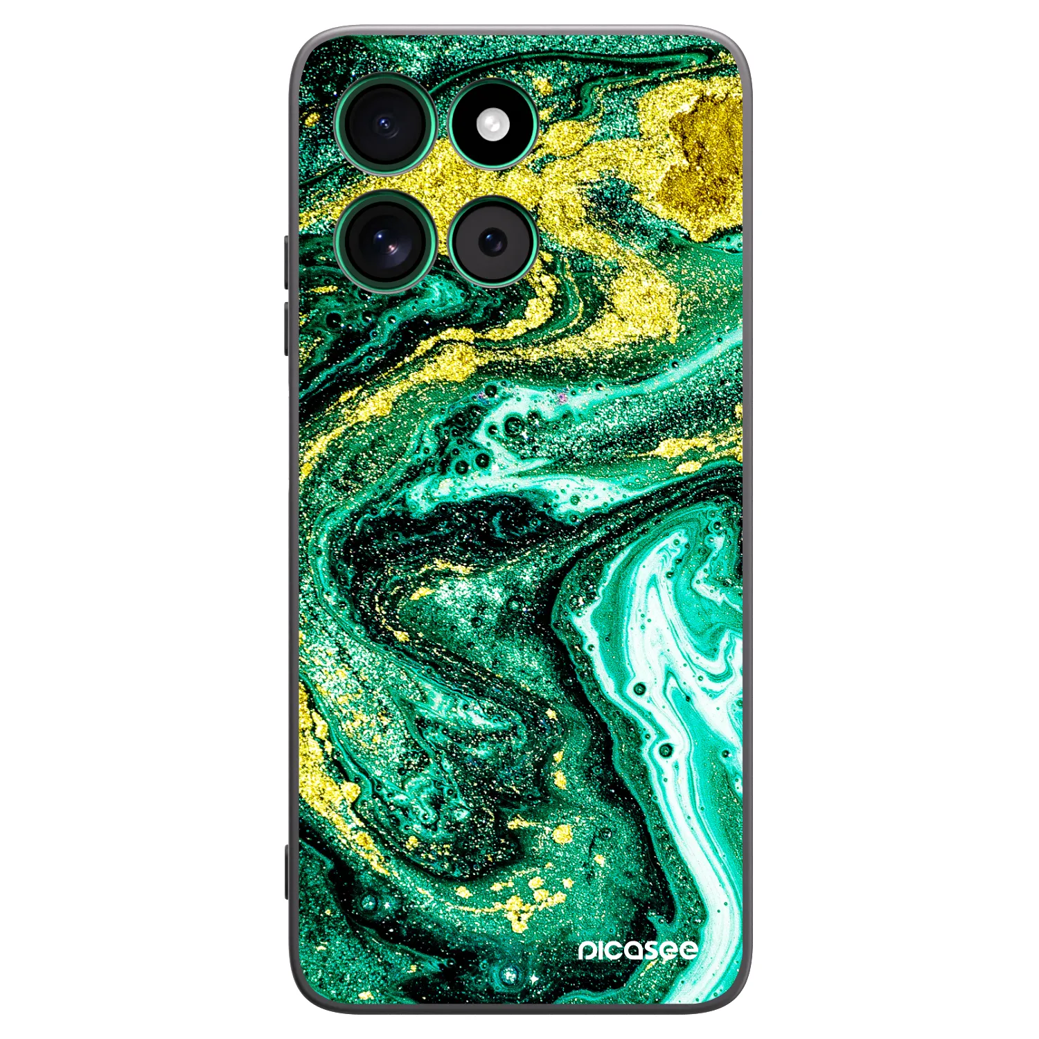 Picasee silikonowe czarne etui na Motorola Moto G57 Power - Green Gold