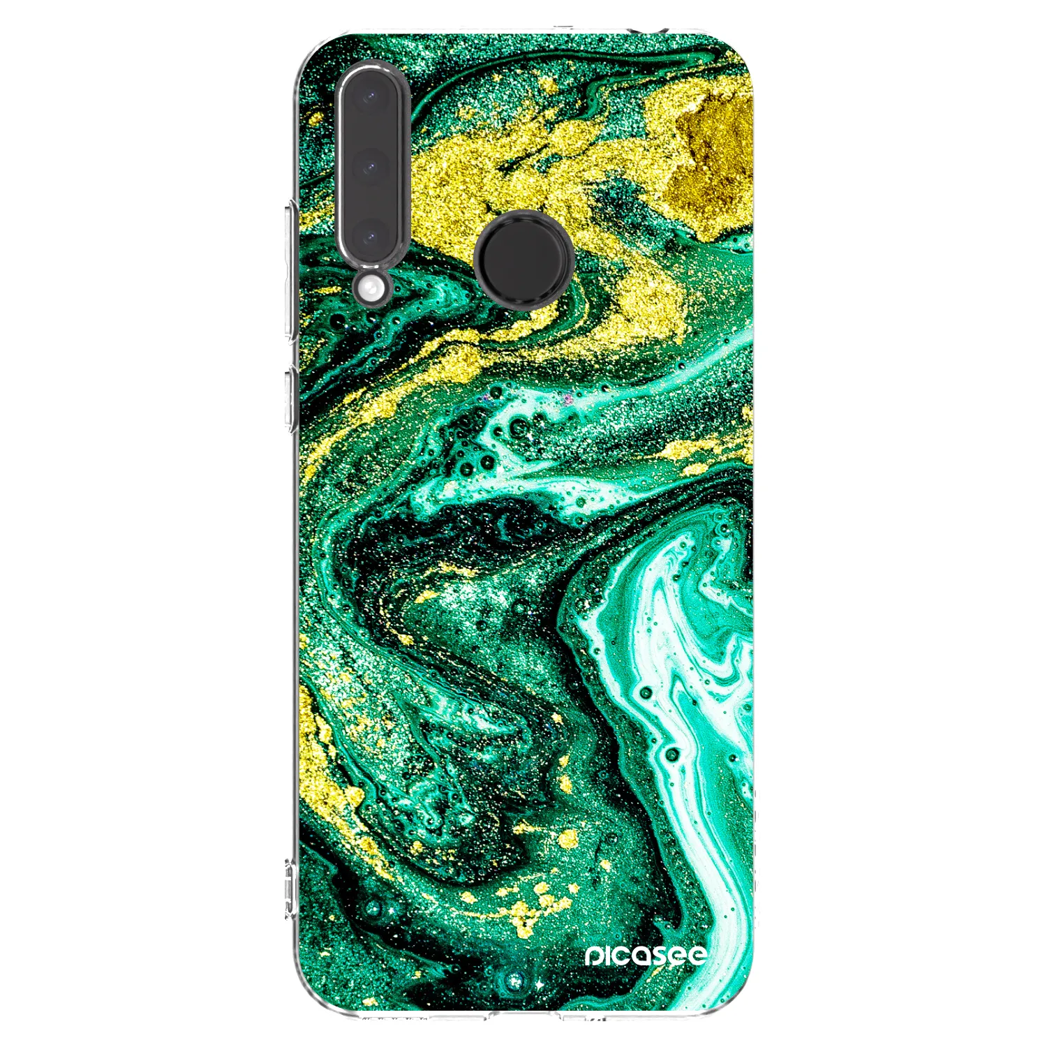 Picasee silikonowe przeźroczyste etui na Honor 20 Lite - Green Gold