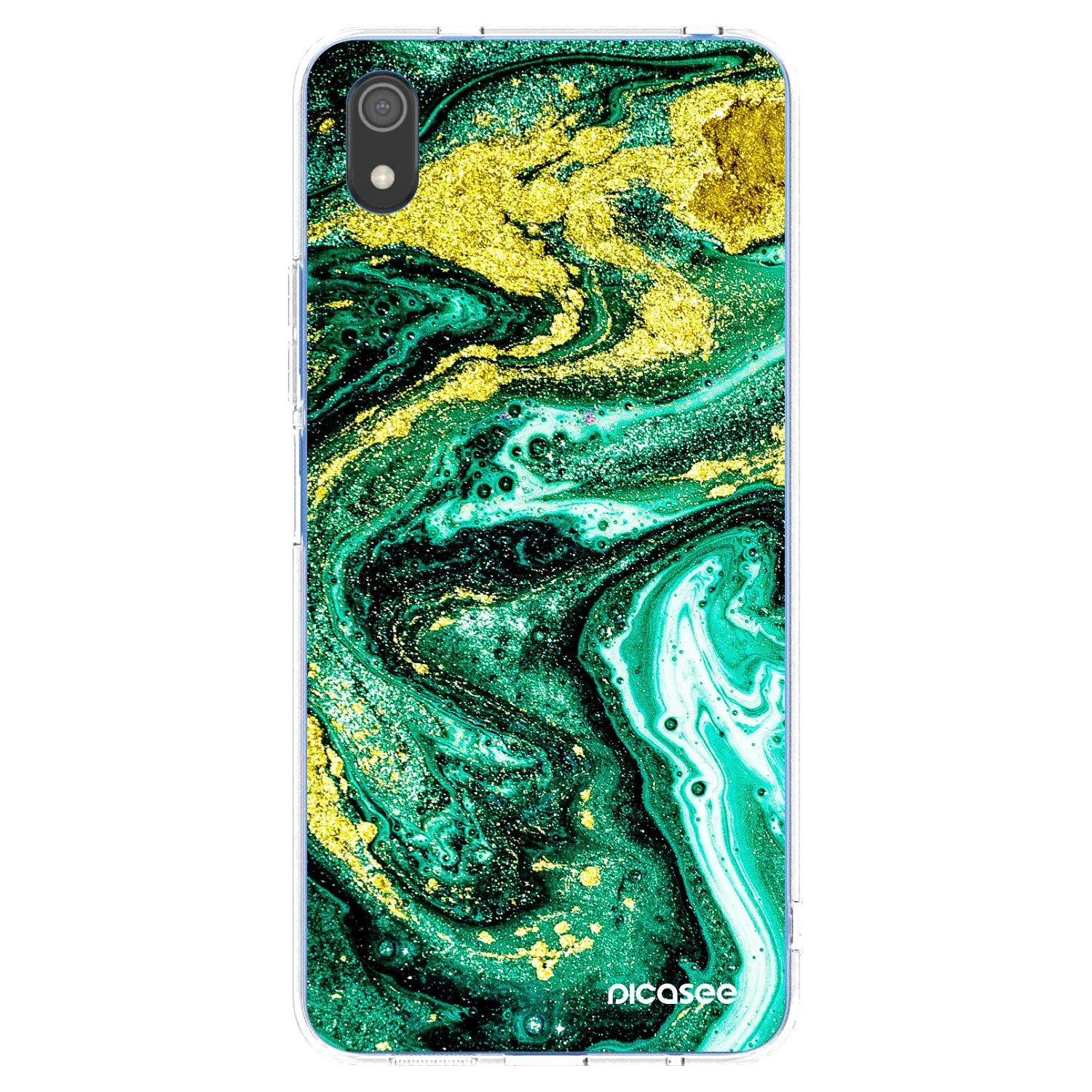 Picasee silikonowe przeźroczyste etui na Xiaomi Redmi 7A - Green Gold